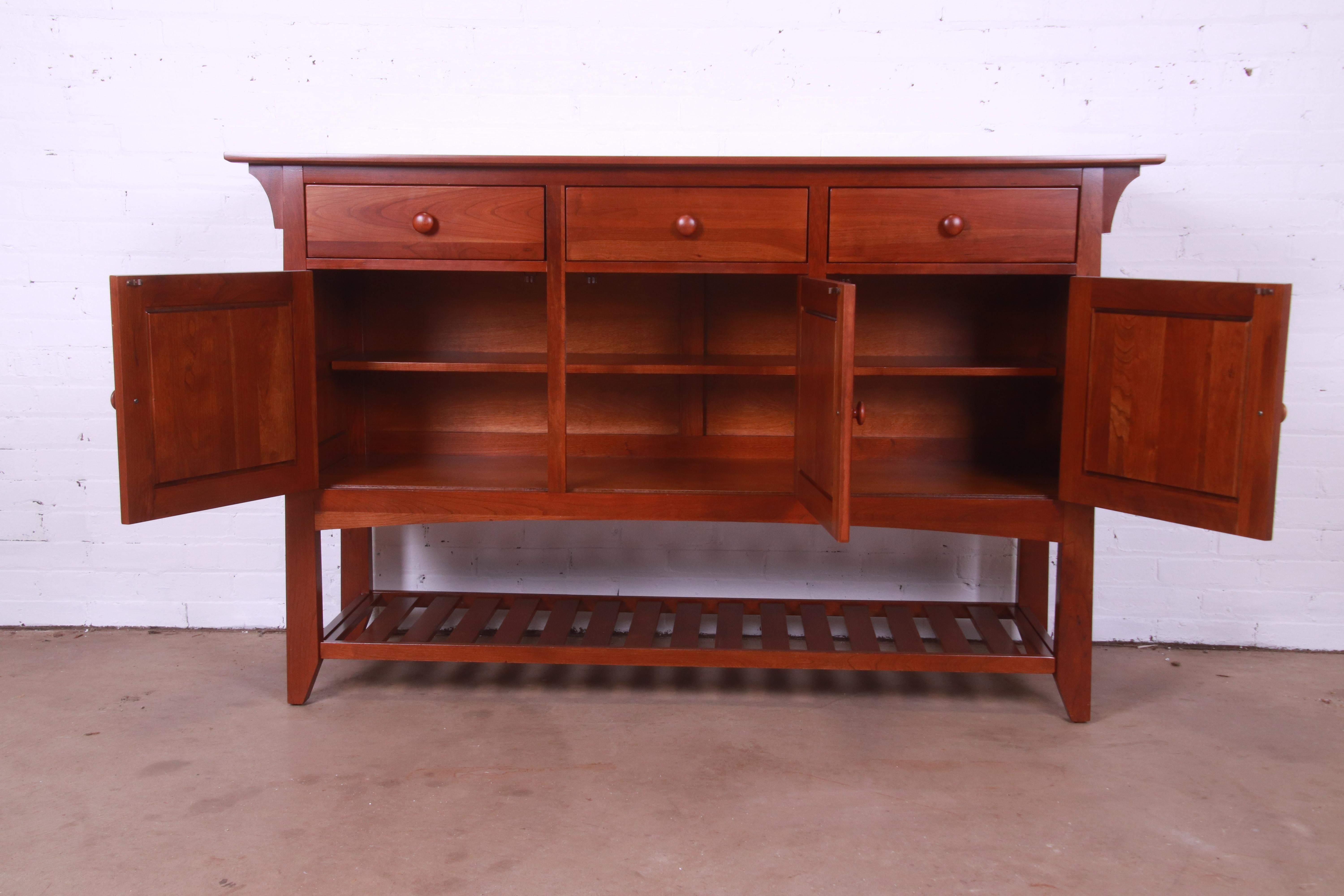 Ethan Allen Arts & Crafts Cherry Wood Sideboard or Bar Cabinet, Newly Refinished In Good Condition In South Bend, IN