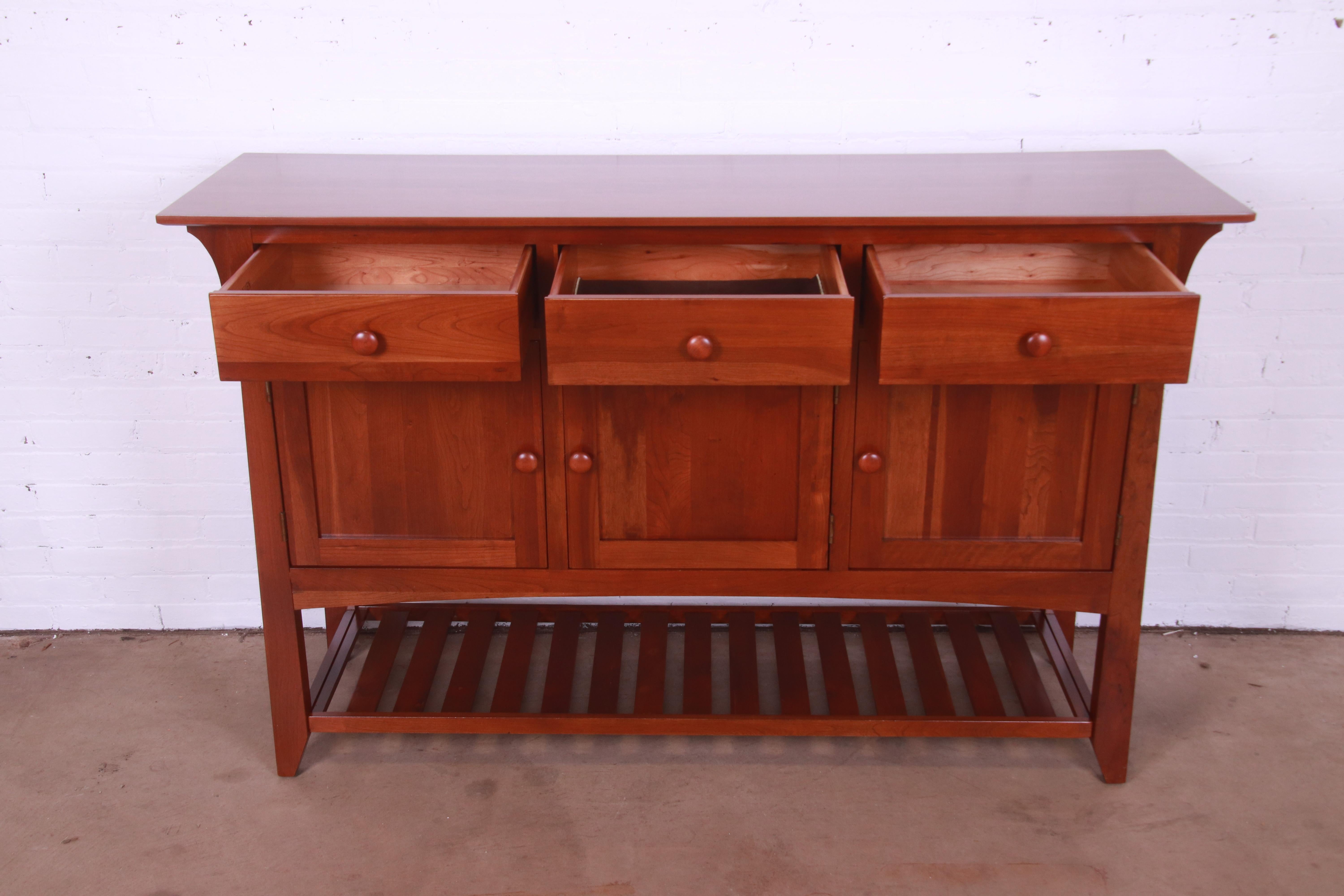 20th Century Ethan Allen Arts & Crafts Cherry Wood Sideboard or Bar Cabinet, Newly Refinished