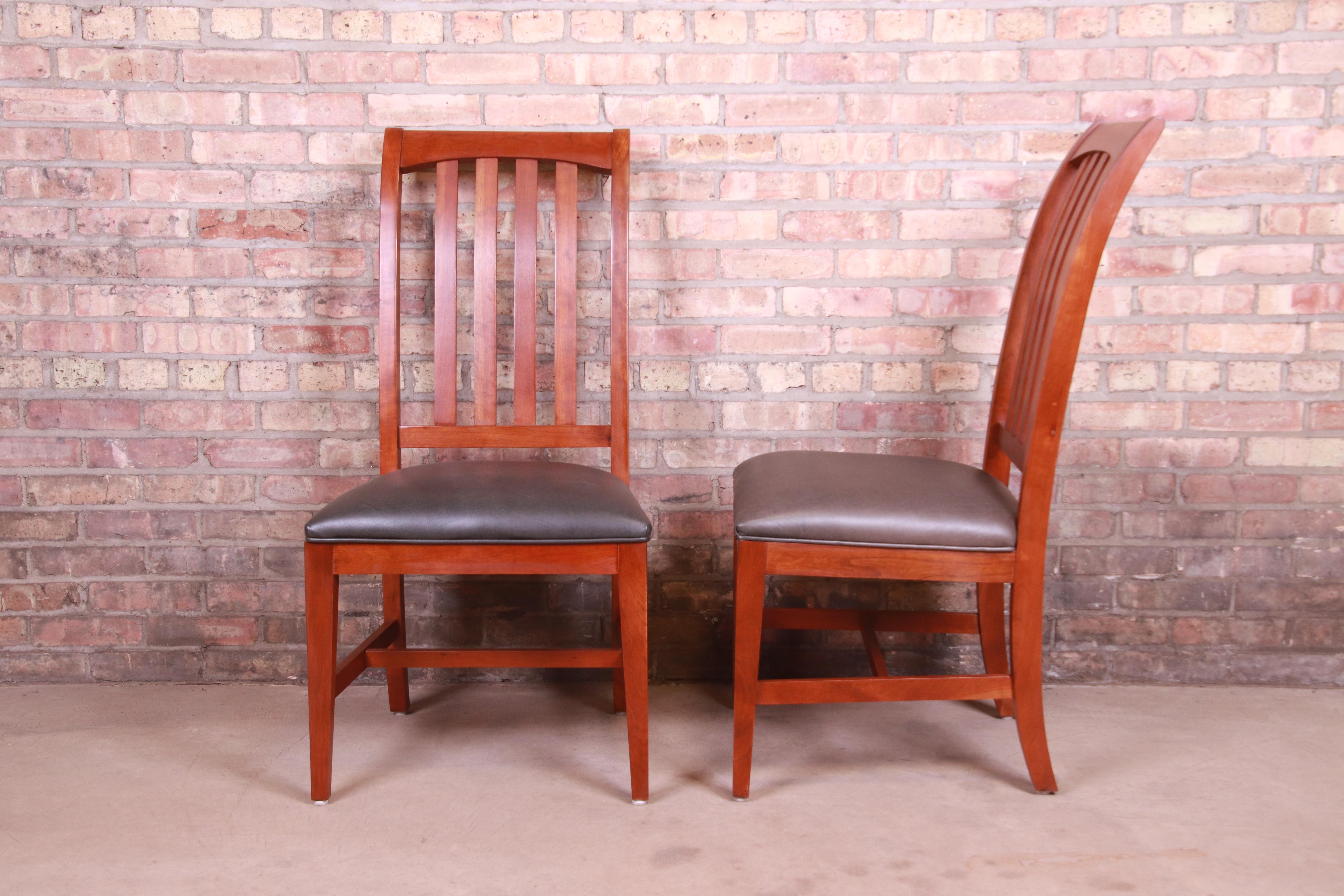 Ethan Allen Arts & Crafts Solid Cherry Wood Dining Chairs, Set of Eight 4