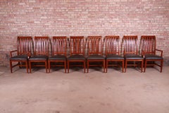 Ethan Allen Arts & Crafts Solid Cherry Wood Dining Chairs, Set of Eight