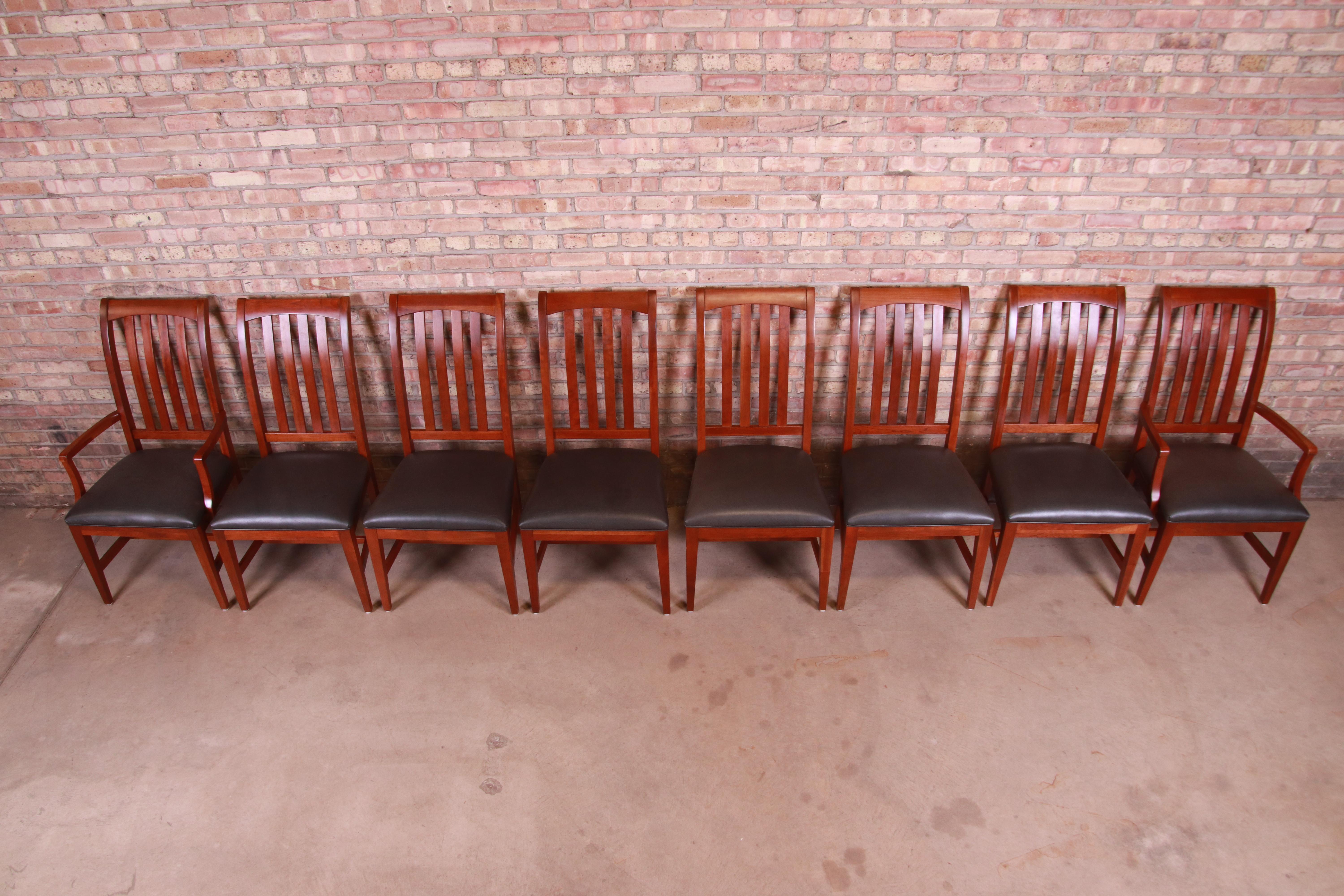 20th Century Ethan Allen Arts & Crafts Solid Cherry Wood Dining Chairs, Set of Eight