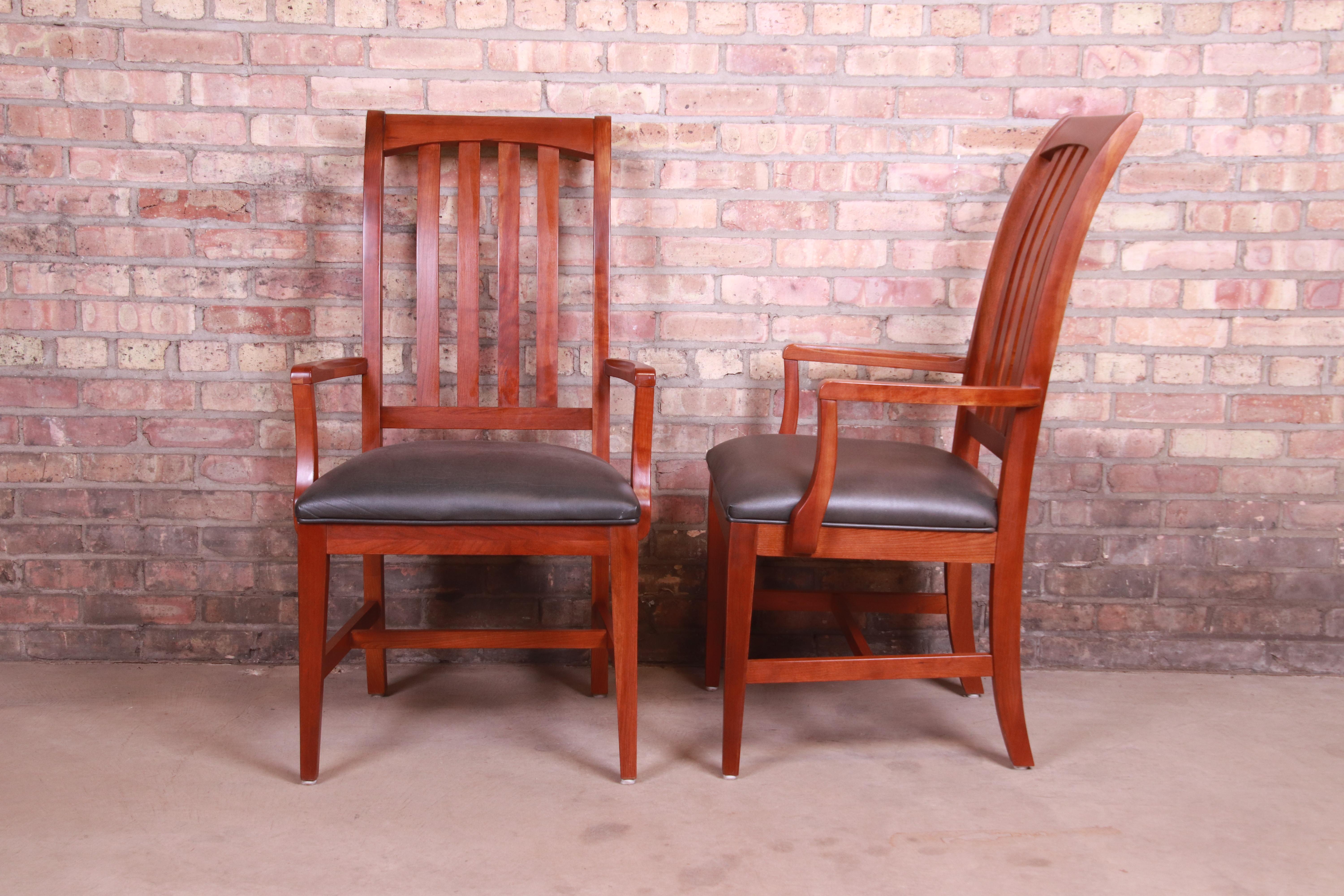 Ethan Allen Arts & Crafts Solid Cherry Wood Dining Chairs, Set of Eight 1