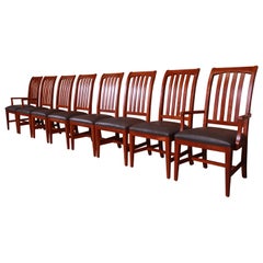 Ethan Allen Arts & Crafts Solid Cherry Wood Dining Chairs, Set of Eight