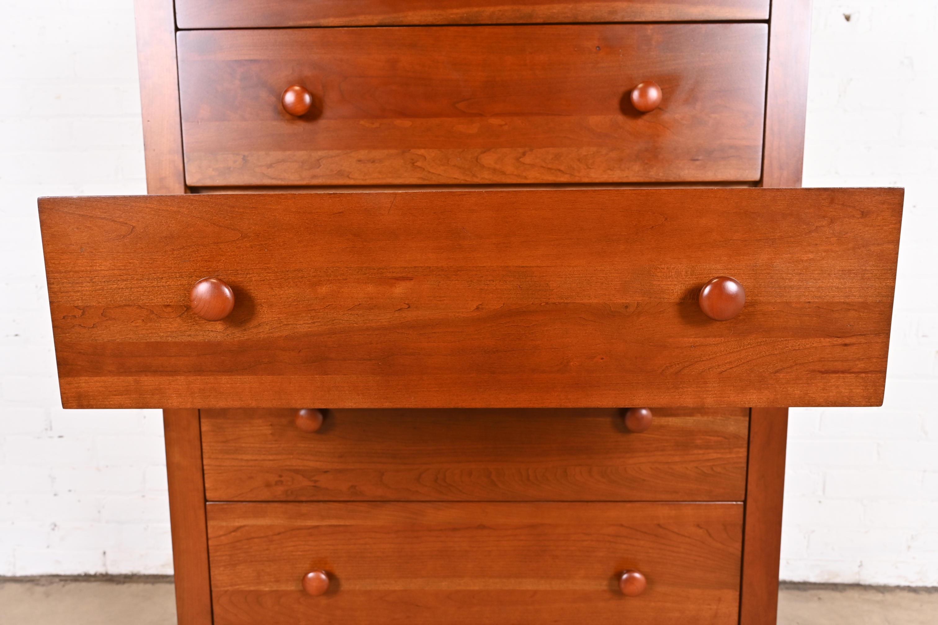 Ethan Allen Arts & Crafts Solid Cherry Wood Highboy Dresser 1