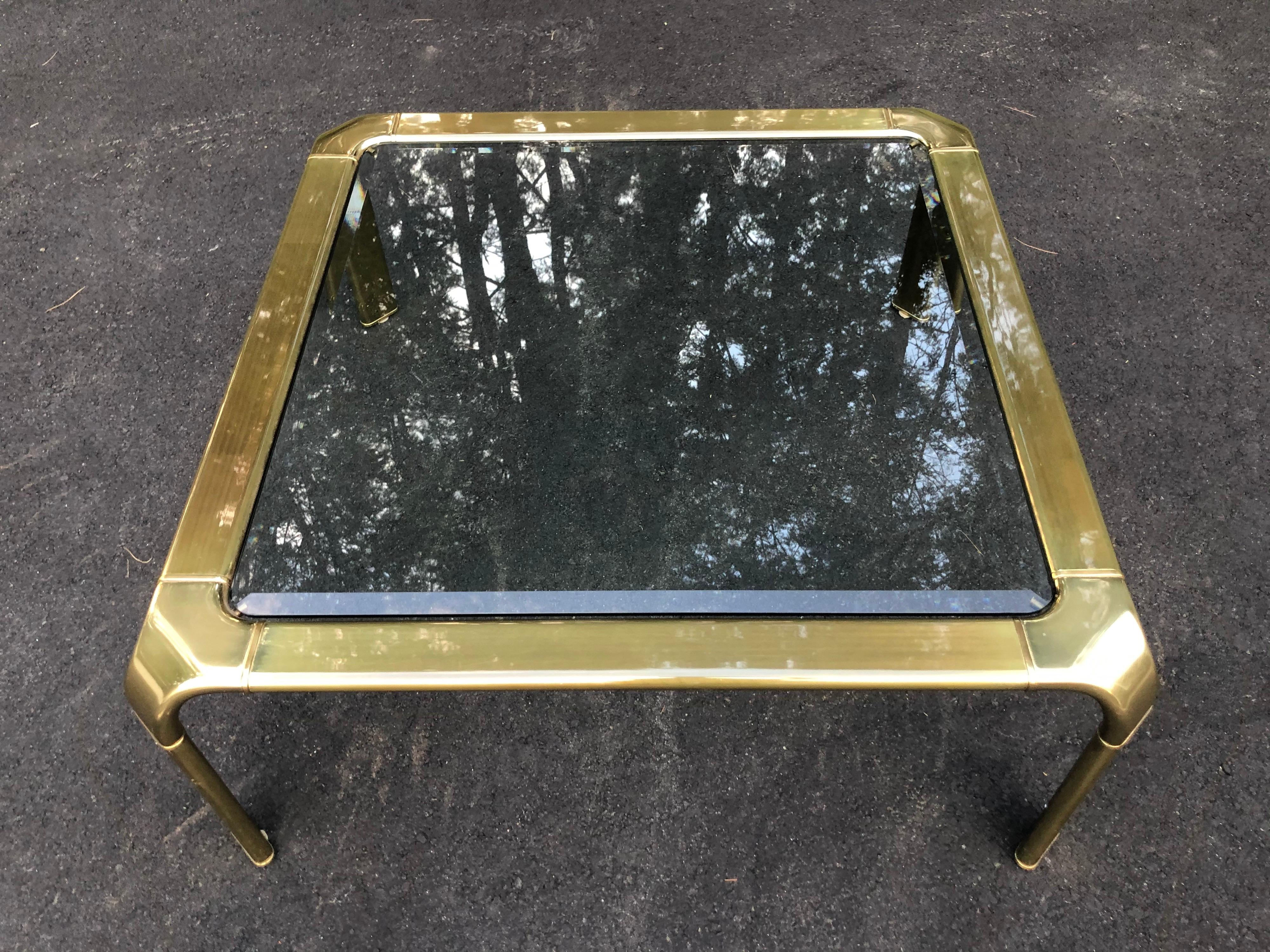Ethan Allen Brass Waterfall Coffee Table In Good Condition In Redding, CT