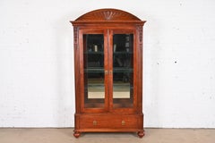 Ethan Allen British Colonial Cherry Wood Lighted Bookcase or Display Cabinet