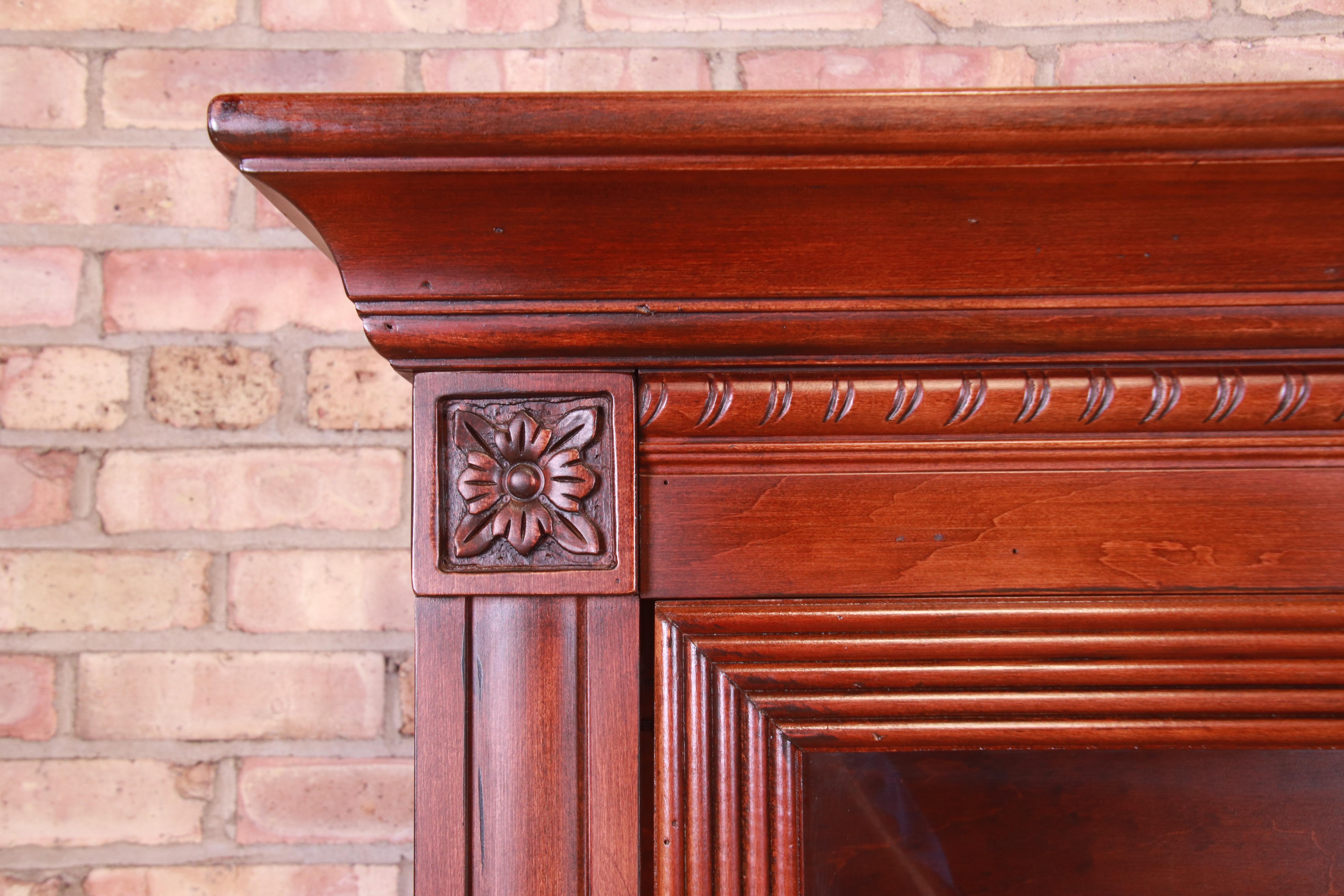 Brass Ethan Allen Carved Mahogany Barrister Bookcase