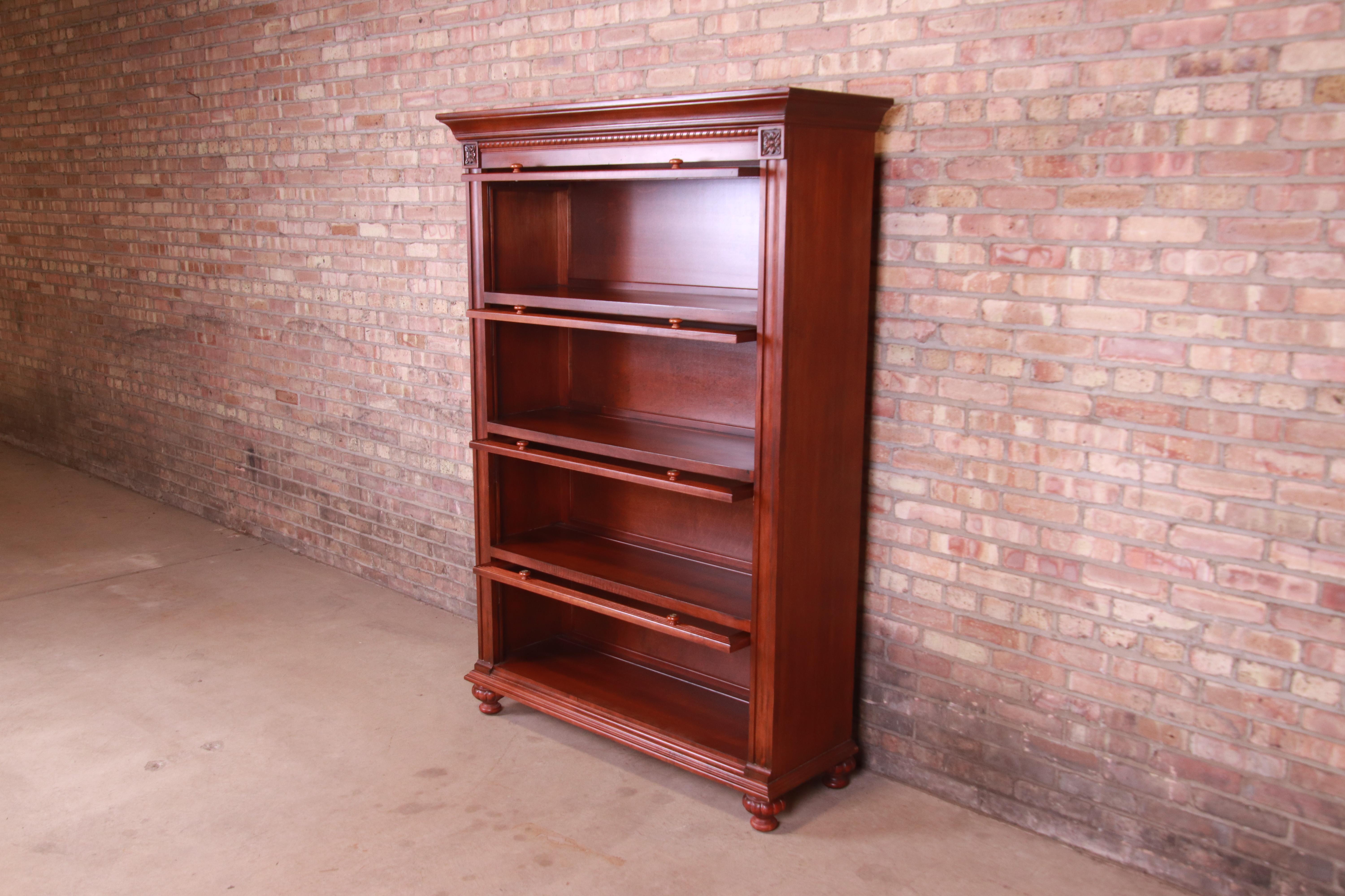 Ethan Allen Carved Mahogany Barrister Bookcase In Good Condition In South Bend, IN
