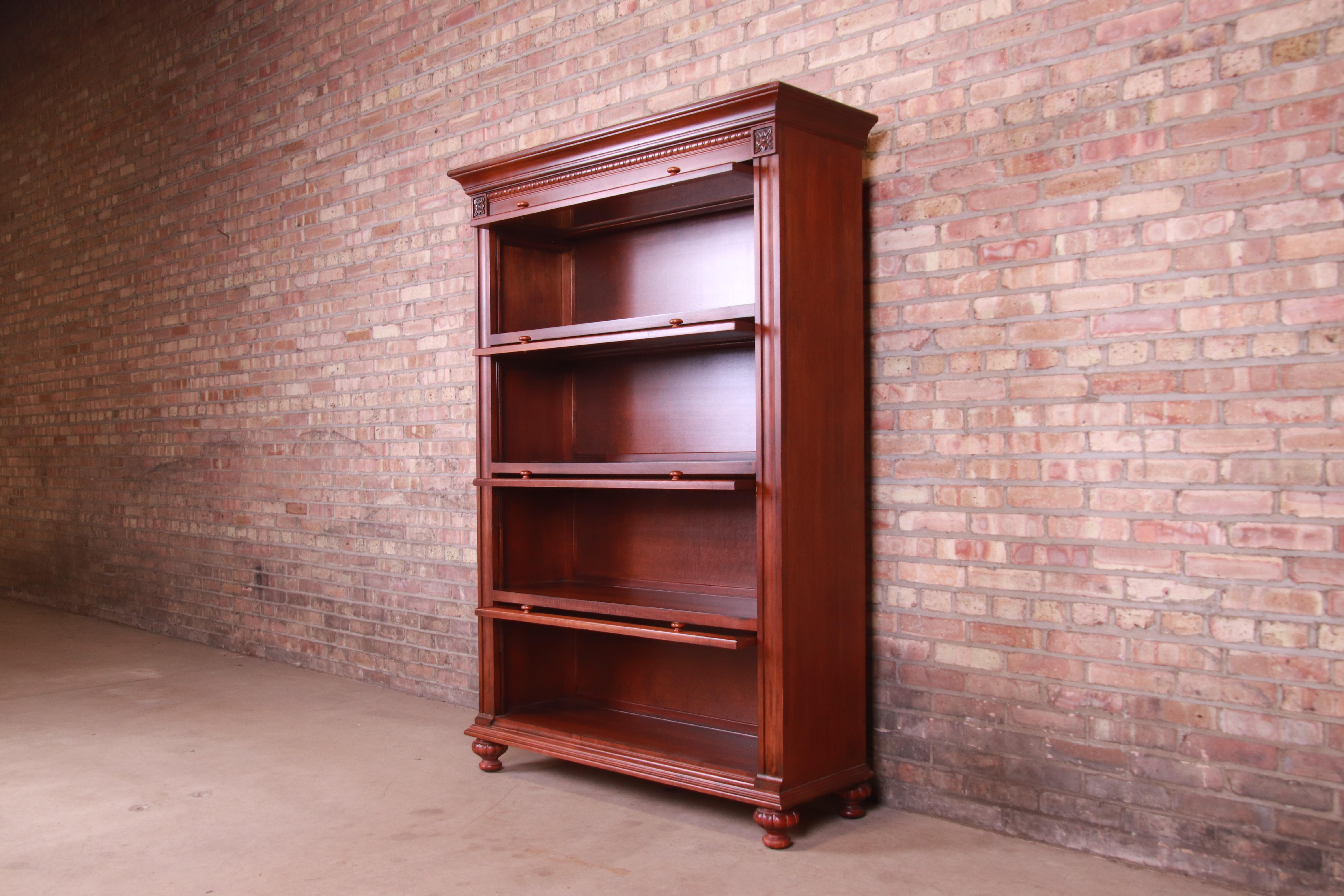 20th Century Ethan Allen Carved Mahogany Barrister Bookcase