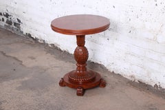 Ethan Allen Carved Mahogany Pedestal Occasional Table