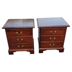 Ethan Allen Chippendale 3-Drawer Side Tables Nightstands, a Pair