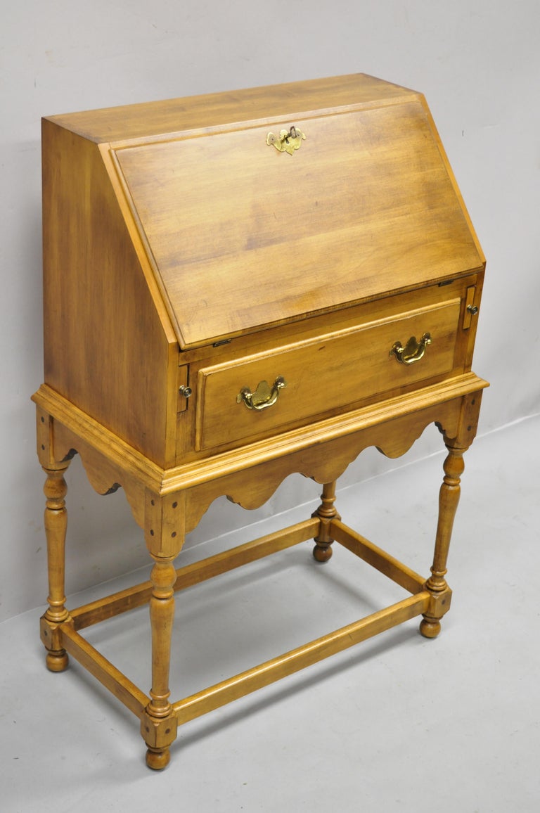 Ethan Allen Circa 1776 Maple Wood Drop Lid Slant Front Secretary Desk