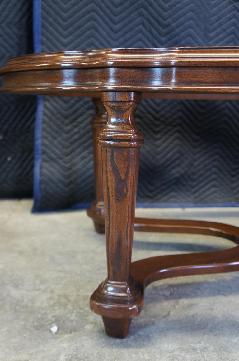 Ethan Allen Collectors Classics Oval Oak Coffee Cocktail Table Smoked Glass For Sale at 1stDibs