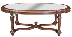 Used Ethan Allen Collectors Classics Oval Oak Coffee Cocktail Table Smoked Glass