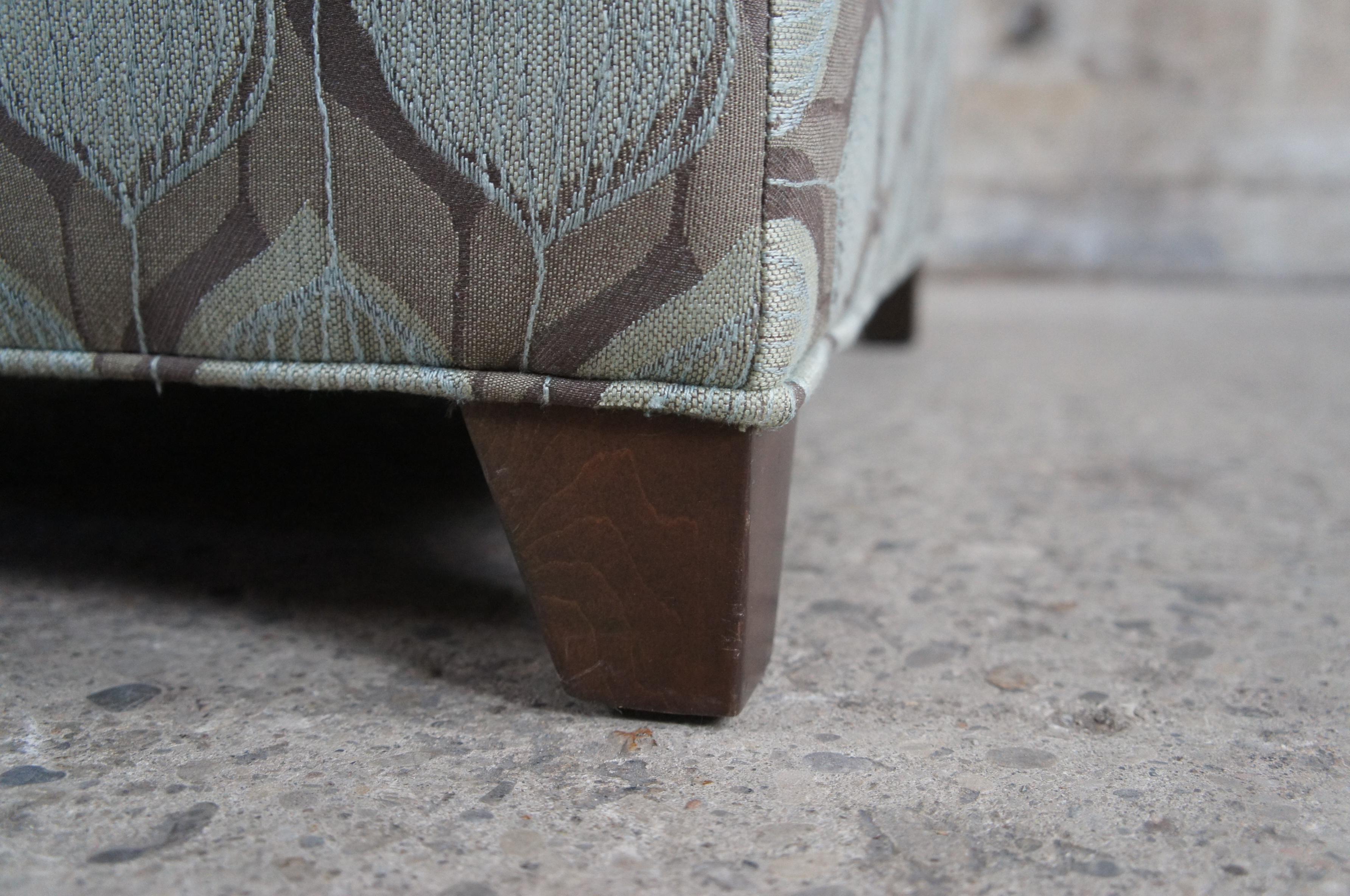 Ethan Allen Contemporary Slipper Chair Geometric Teal Gray Fabric 20-7537 5