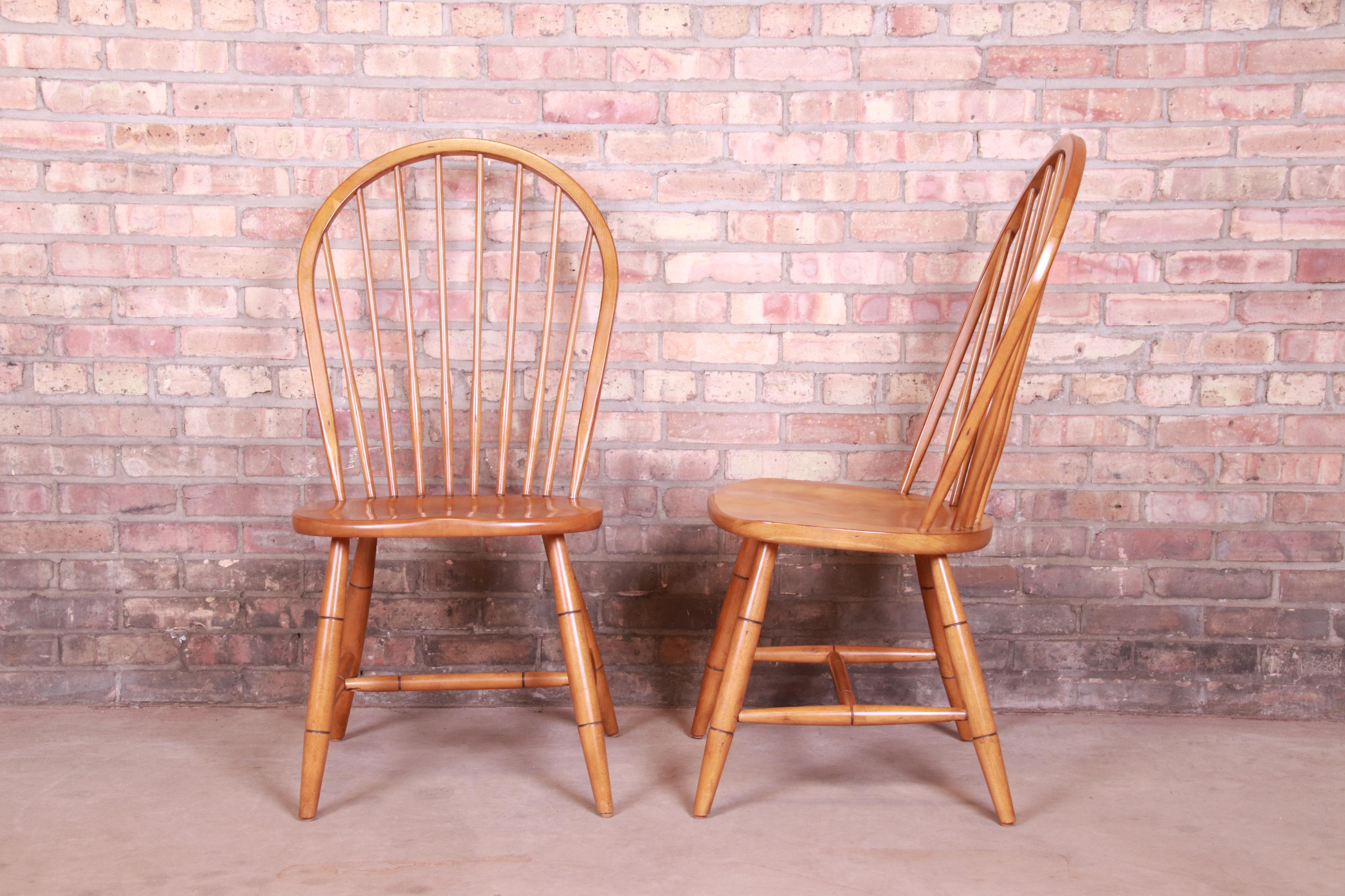 Ethan Allen Country Style Maple Windsor Dining Chairs, Set of Four 3