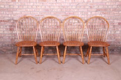 Ethan Allen Country Style Maple Windsor Dining Chairs, Set of Four