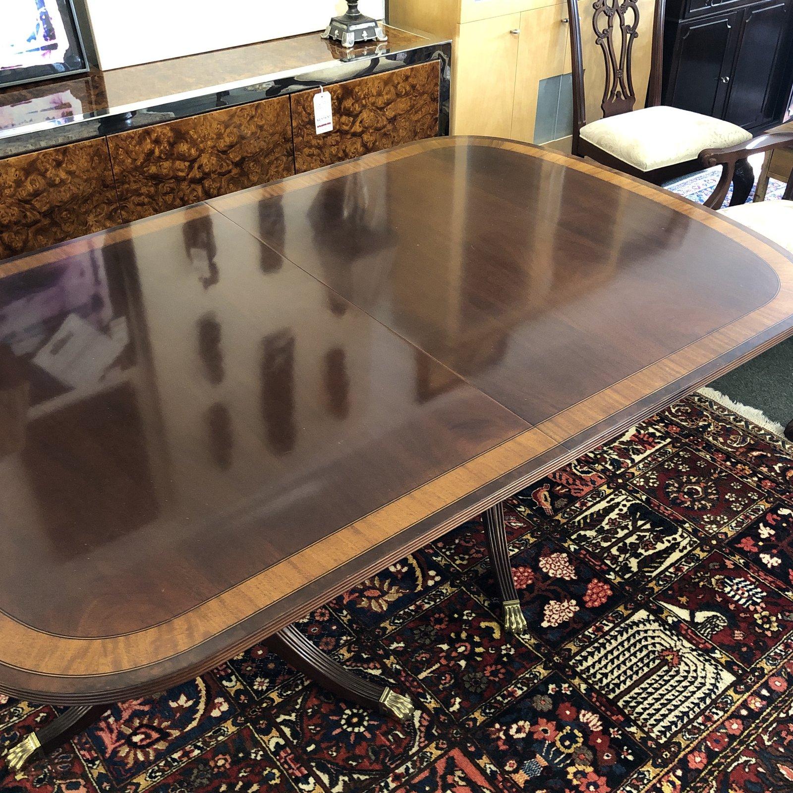 Victorian Ethan Allen Double Pedestal Dining Table For Sale