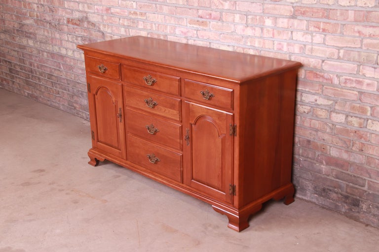 American Colonial Ethan Allen Early American Cherry Wood Sideboard Credenza, Circa 1970s For Sale