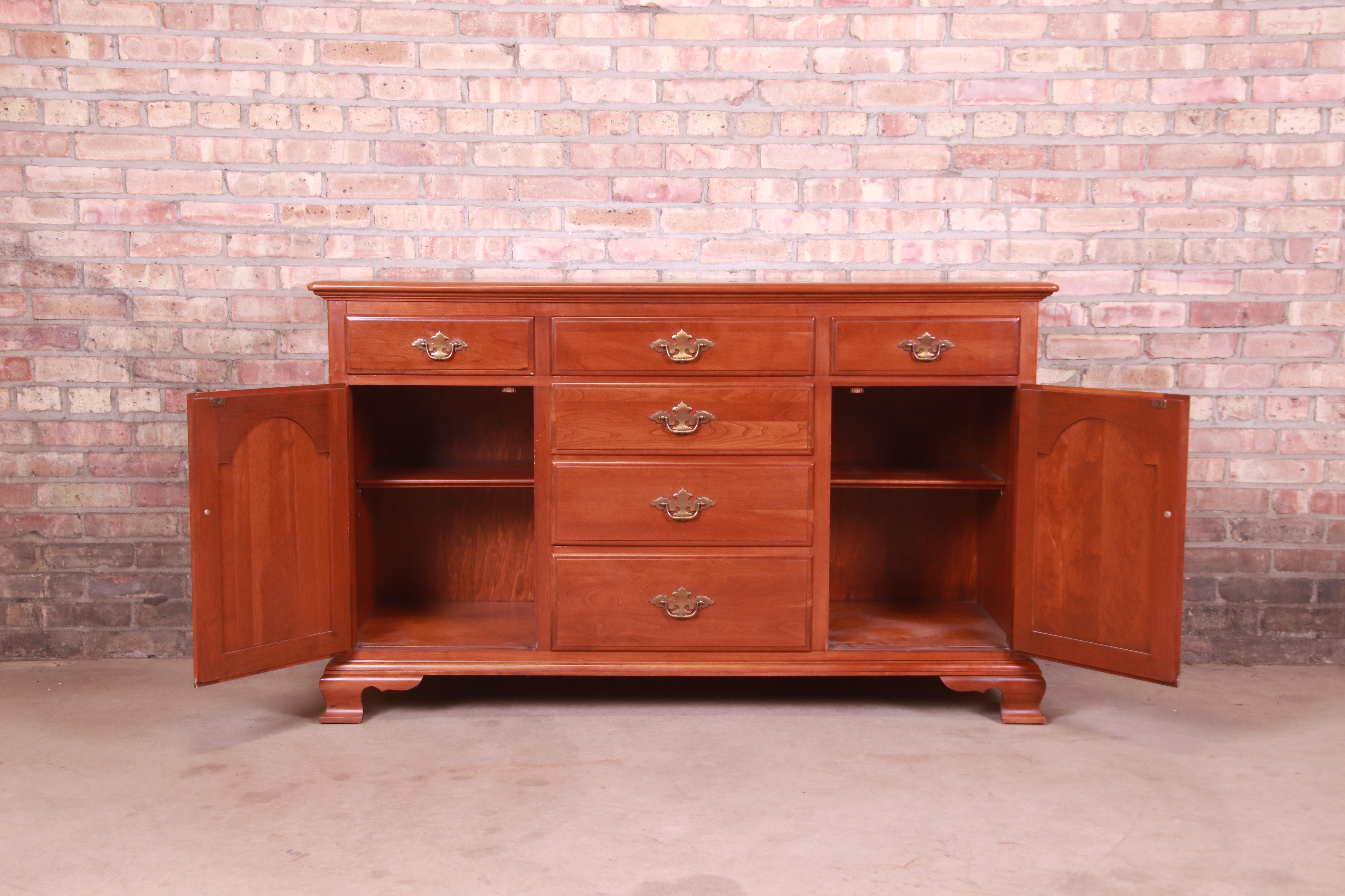 American Cherry Wood Sideboard Credenza, Circa 1970s In Good Condition In South Bend, IN