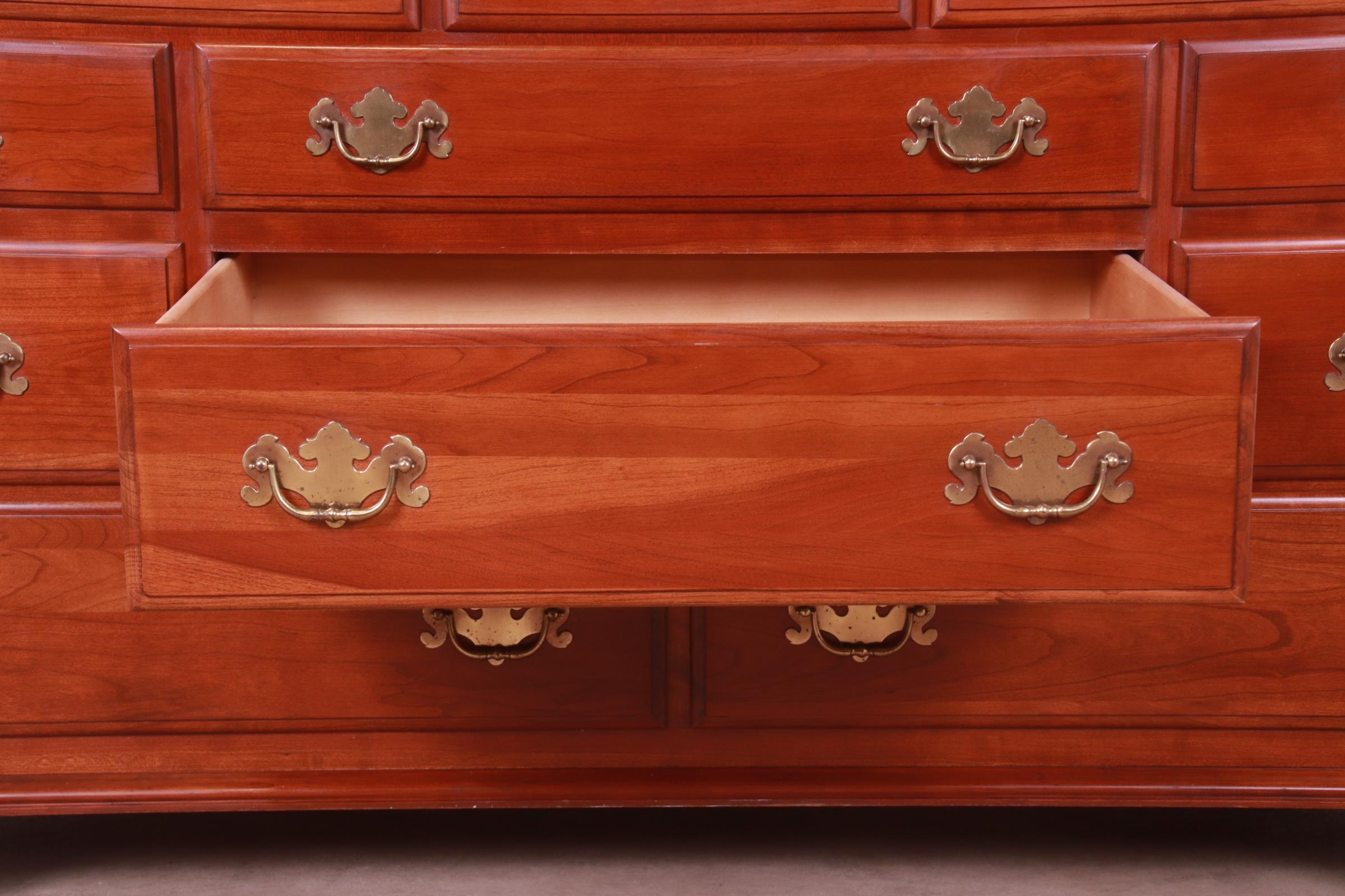 Ethan Allen Early American Solid Cherry Wood Chest of Drawers, Circa 1970s 1