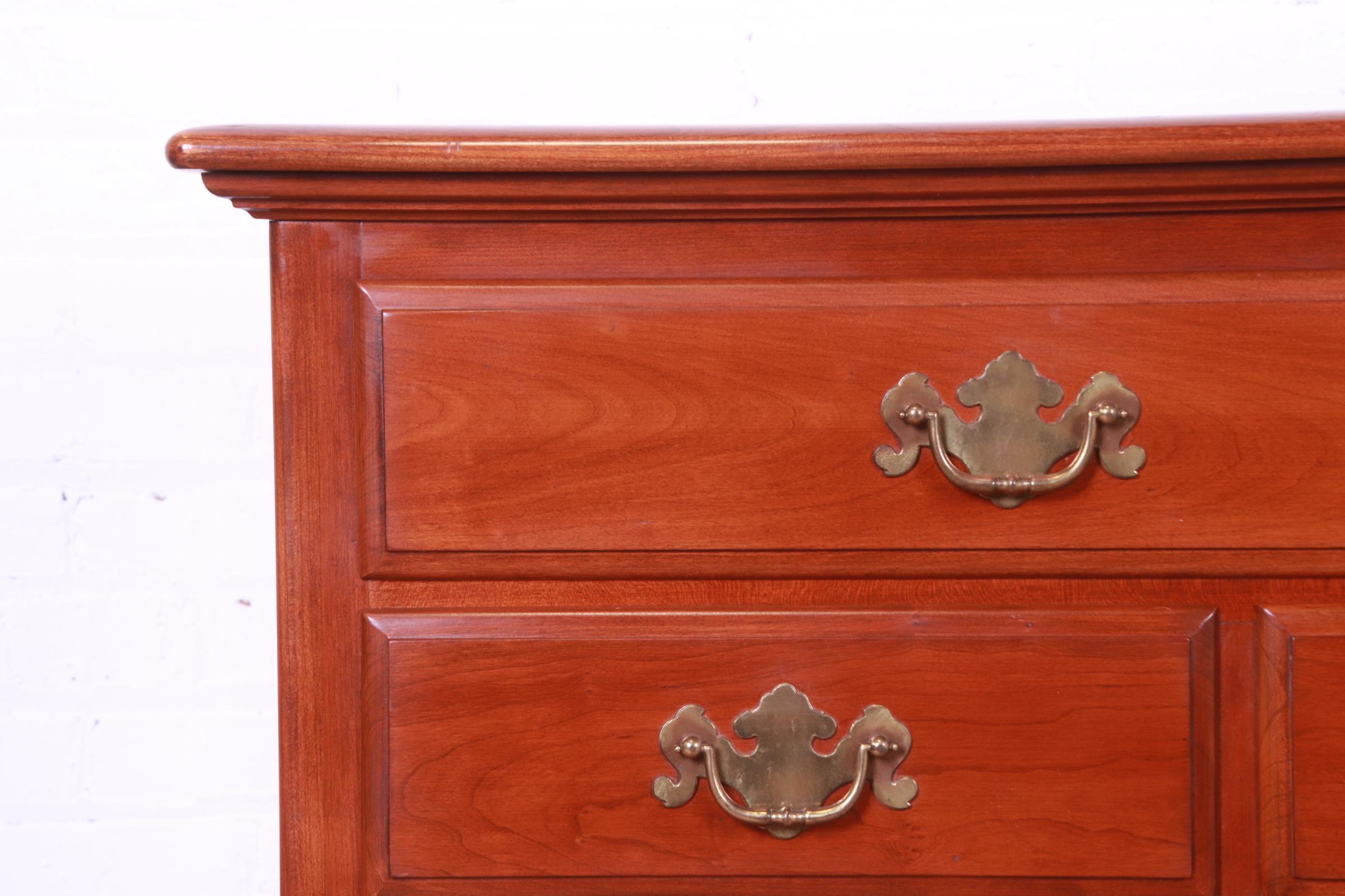 Ethan Allen Early American Solid Cherry Wood Chest of Drawers, Circa 1970s 5