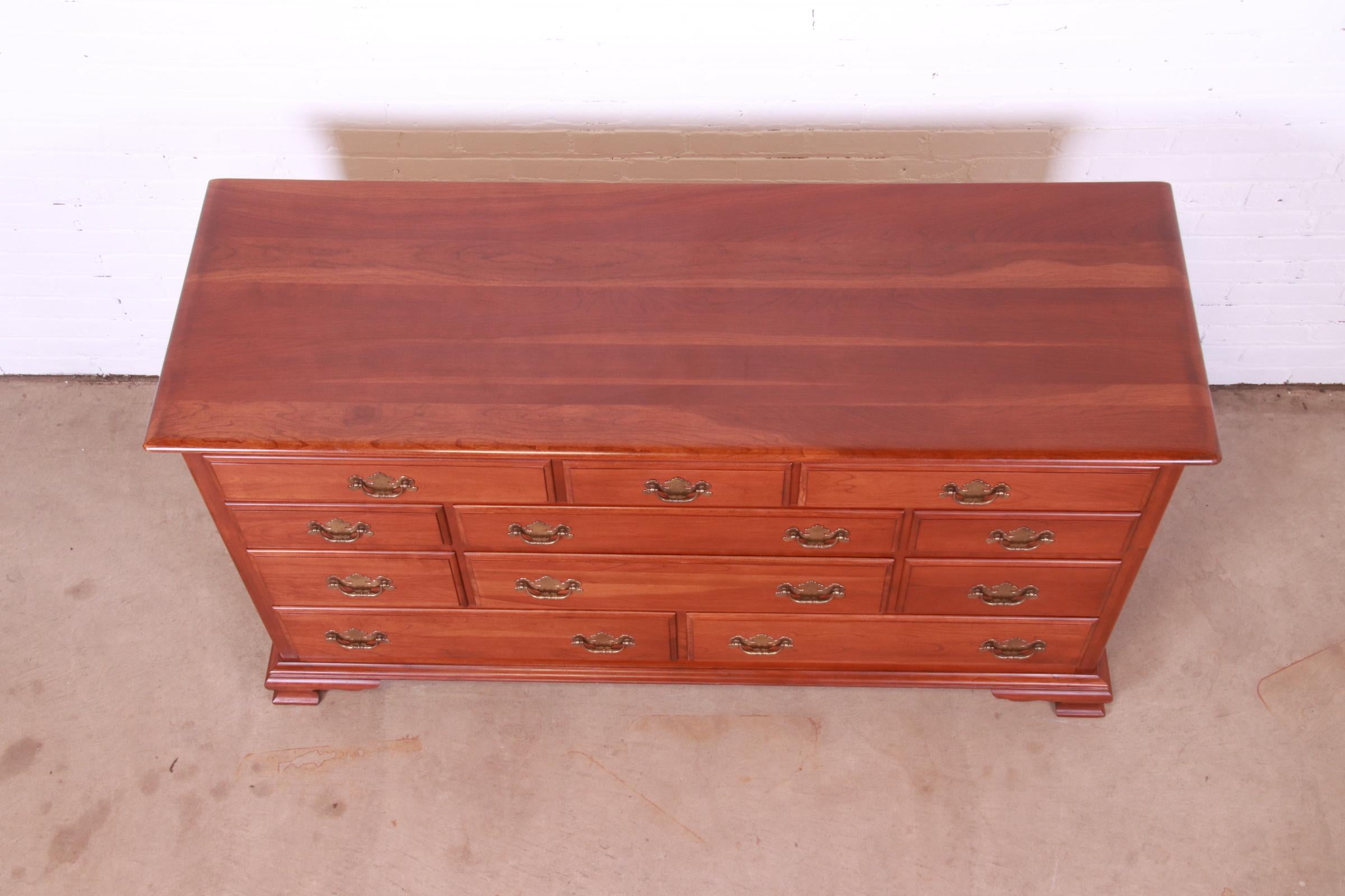 Ethan Allen Early American Solid Cherry Wood Chest of Drawers, Circa 1970s 7