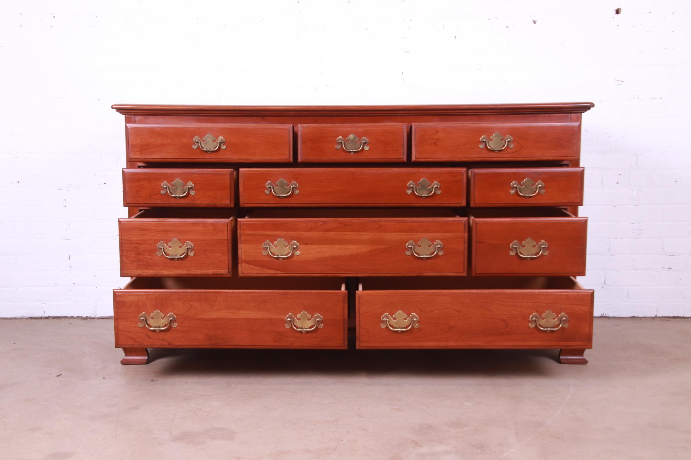 20th Century Ethan Allen Early American Solid Cherry Wood Chest of Drawers, Circa 1970s