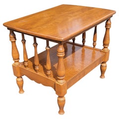 Ethan Allen Early American Tiered Maple & Birch Bobbing Legs Spindles Side Table