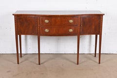 Ethan Allen Federal Inlaid Mahogany Serpentine Sideboard Credenza