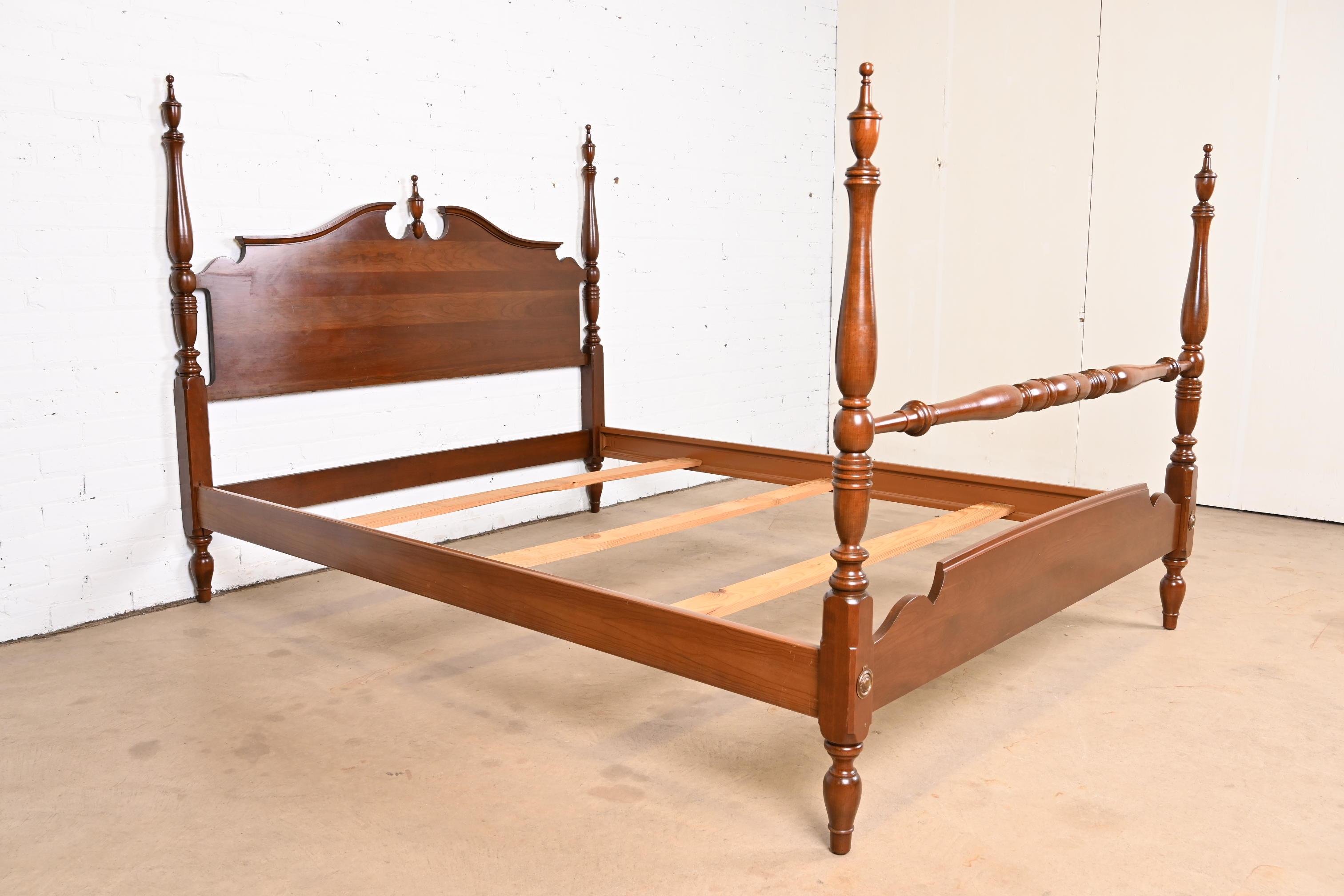 American Federal Style Cherry Wood Four Poster Queen Size Bed