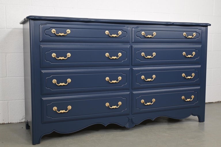 Ethan Allen French Country Navy Dresser at 1stDibs | ethan allen french  country dresser, black french dresser, navy and gold dresser