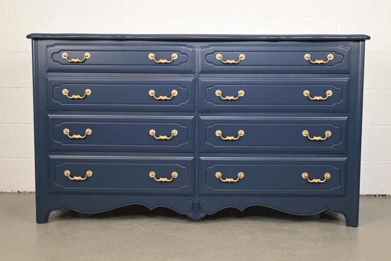navy blue and gold dresser Elegant Navy Blue Chevron Pattern Dresser with Gold Accents | Luxury Handmade Dresser main image 1