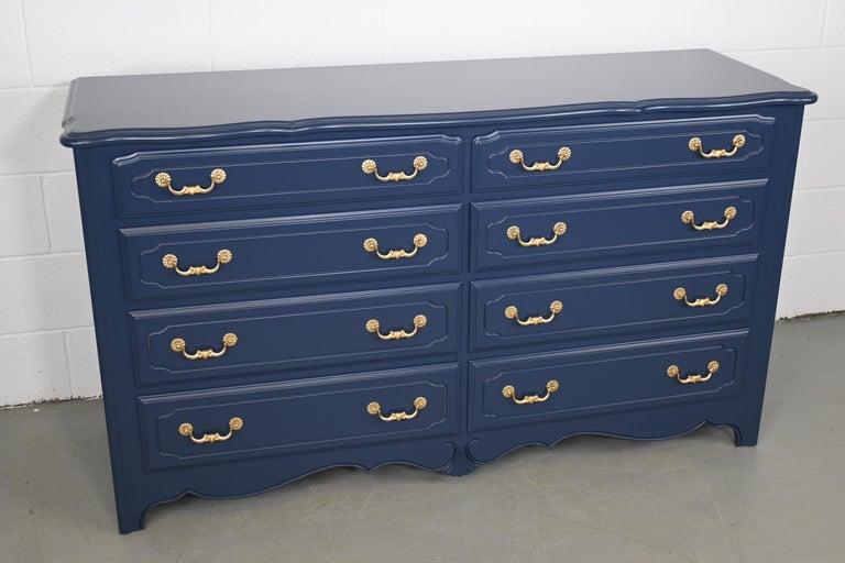 Ethan Allen French Country Navy Dresser at 1stDibs | ethan allen french  country dresser, black french dresser, navy and gold dresser