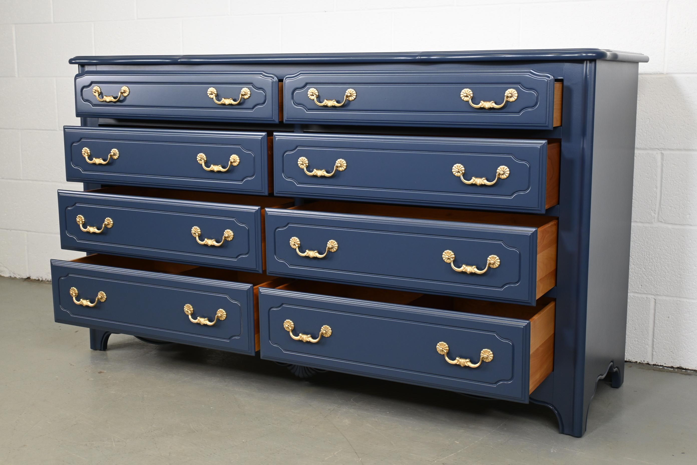 Late 20th Century Ethan Allen French Country Navy Dresser