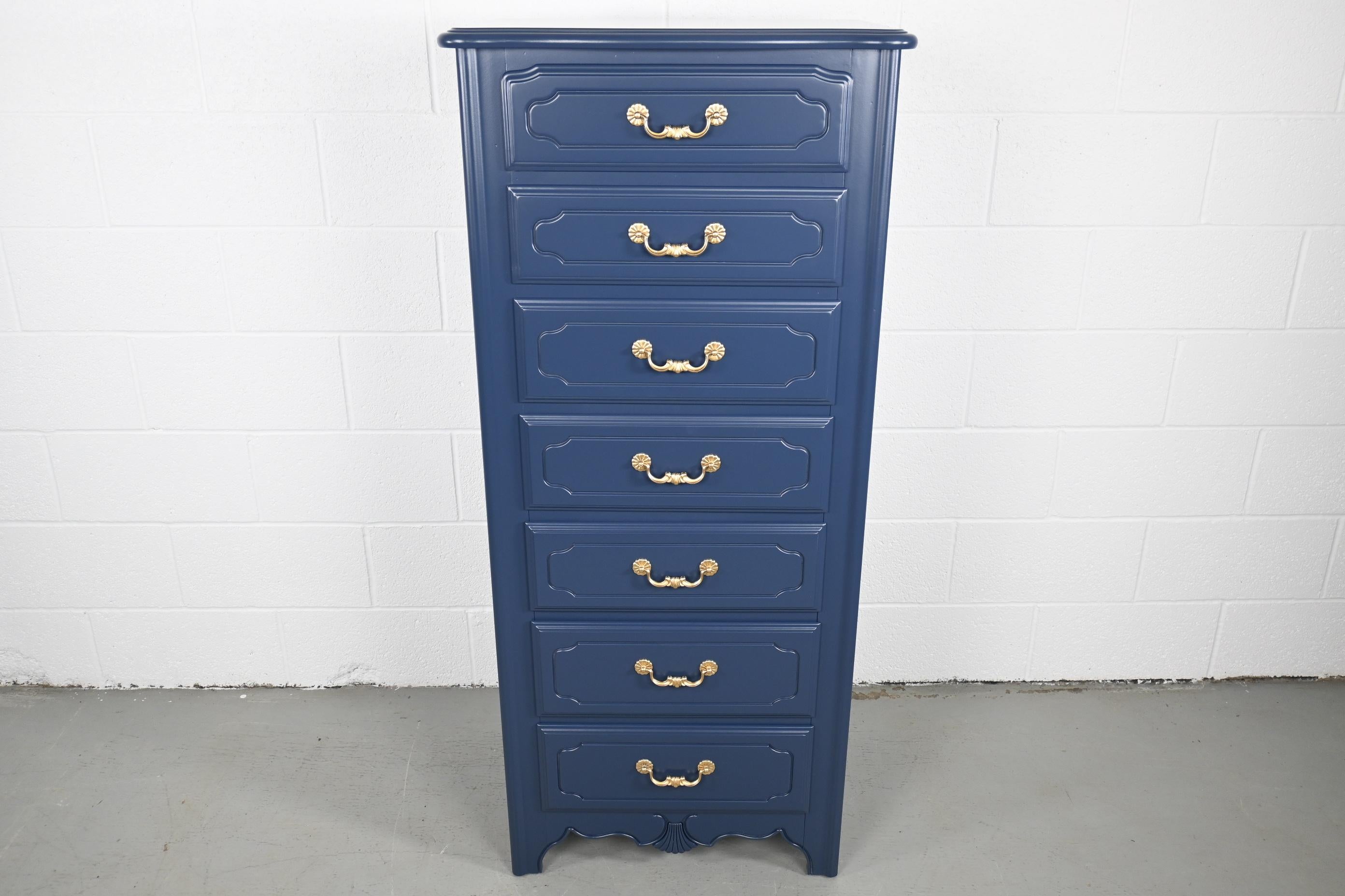 Lacquered Ethan Allen French Country Navy Lingerie Chest