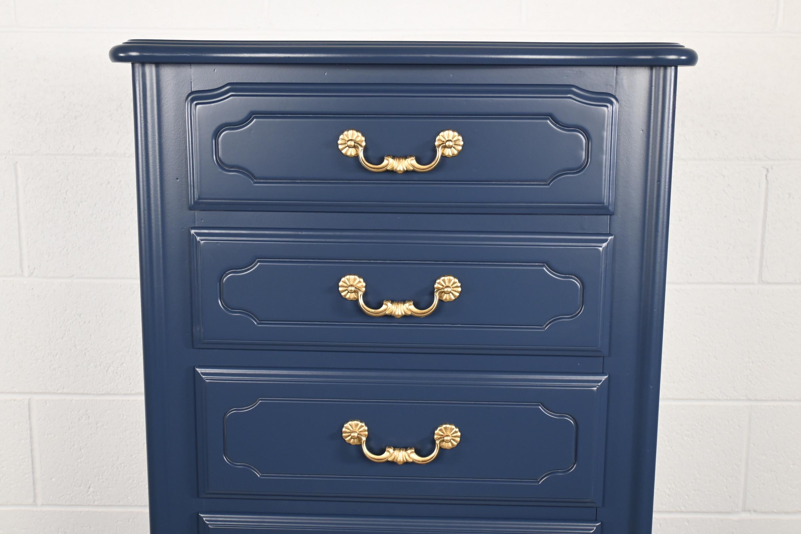 Late 20th Century Ethan Allen French Country Navy Lingerie Chest