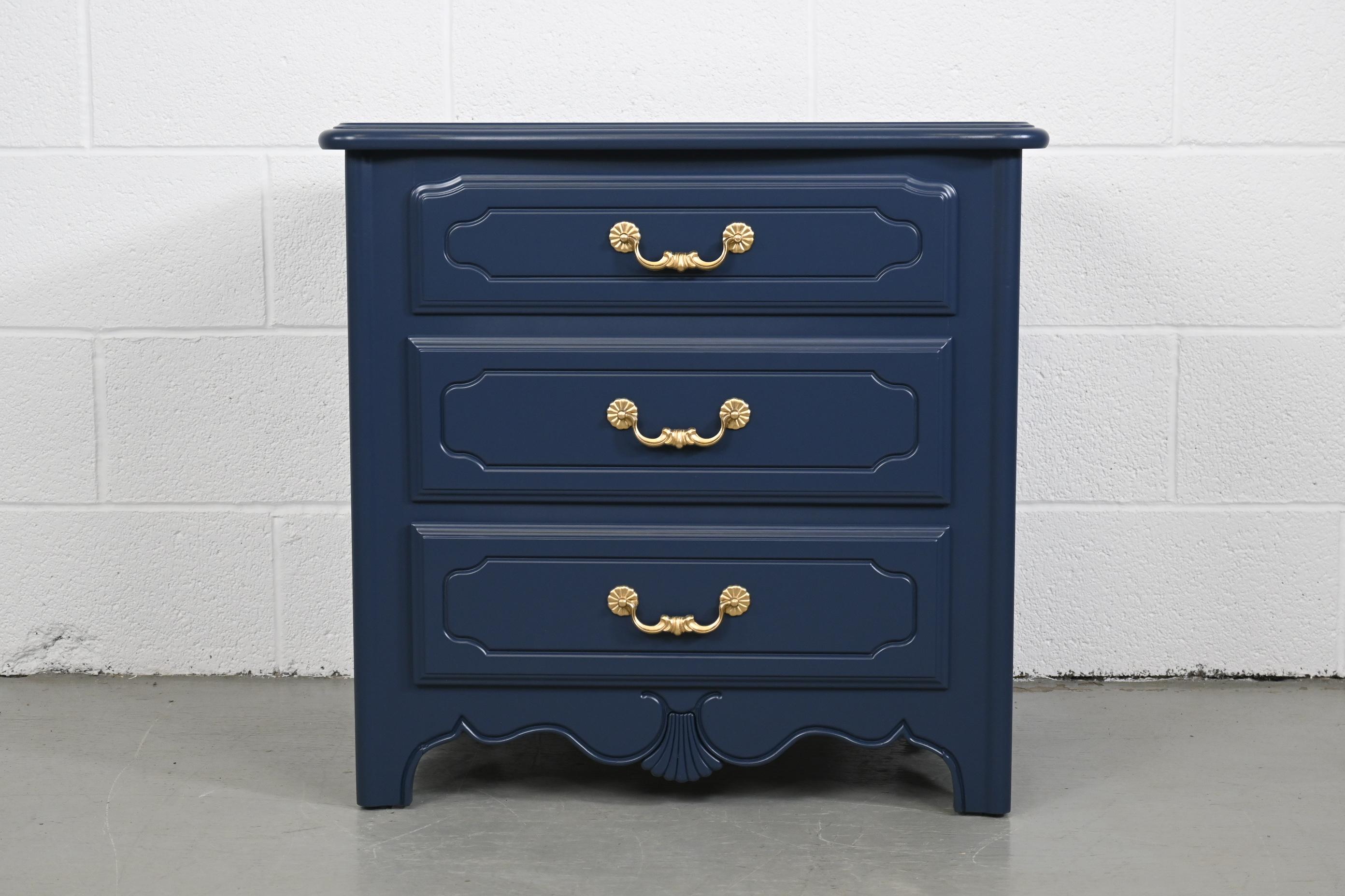 Ethan Allen French Country Navy Nightstands - a Pair 5