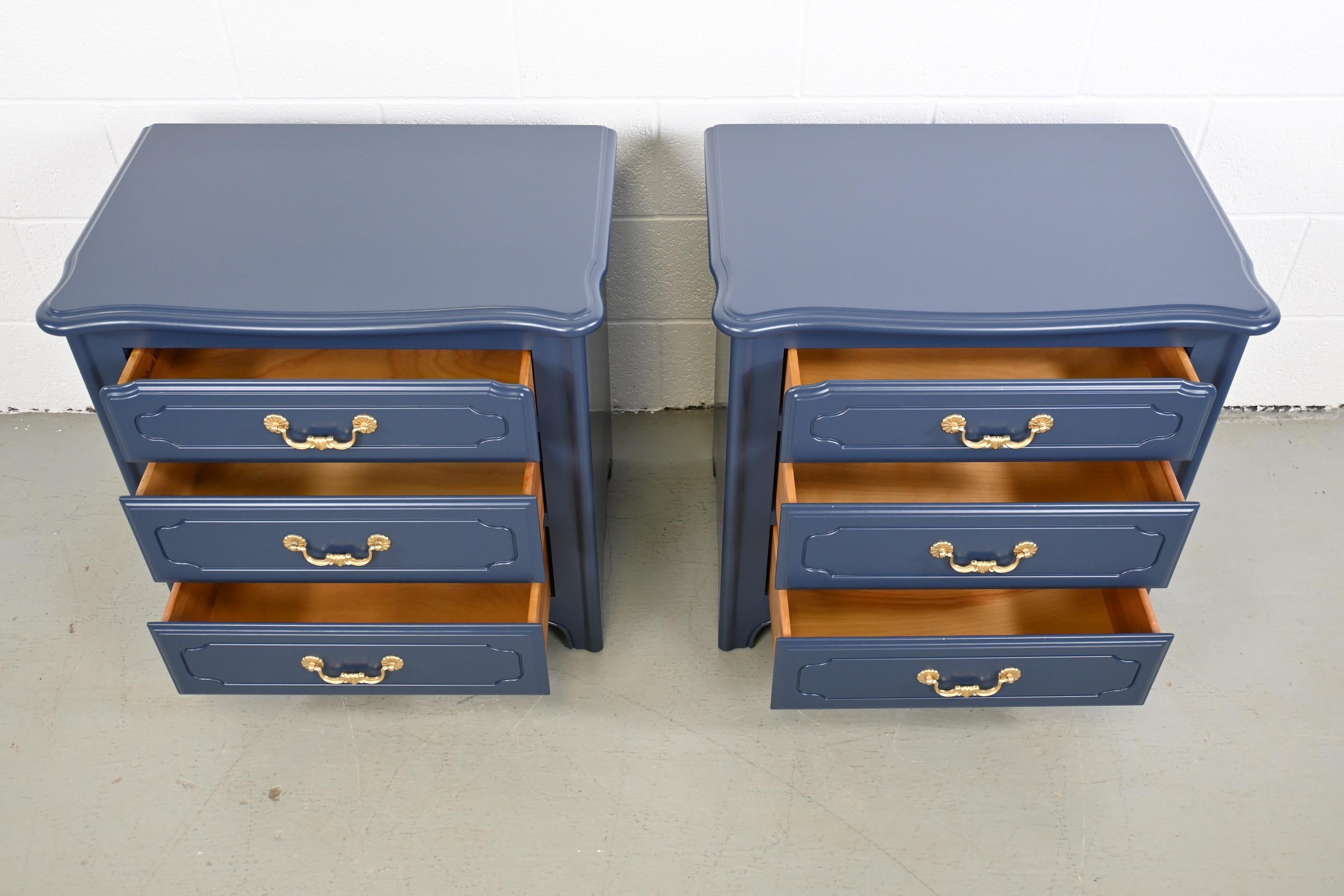 Ethan Allen French Country Navy Nightstands - a Pair 2