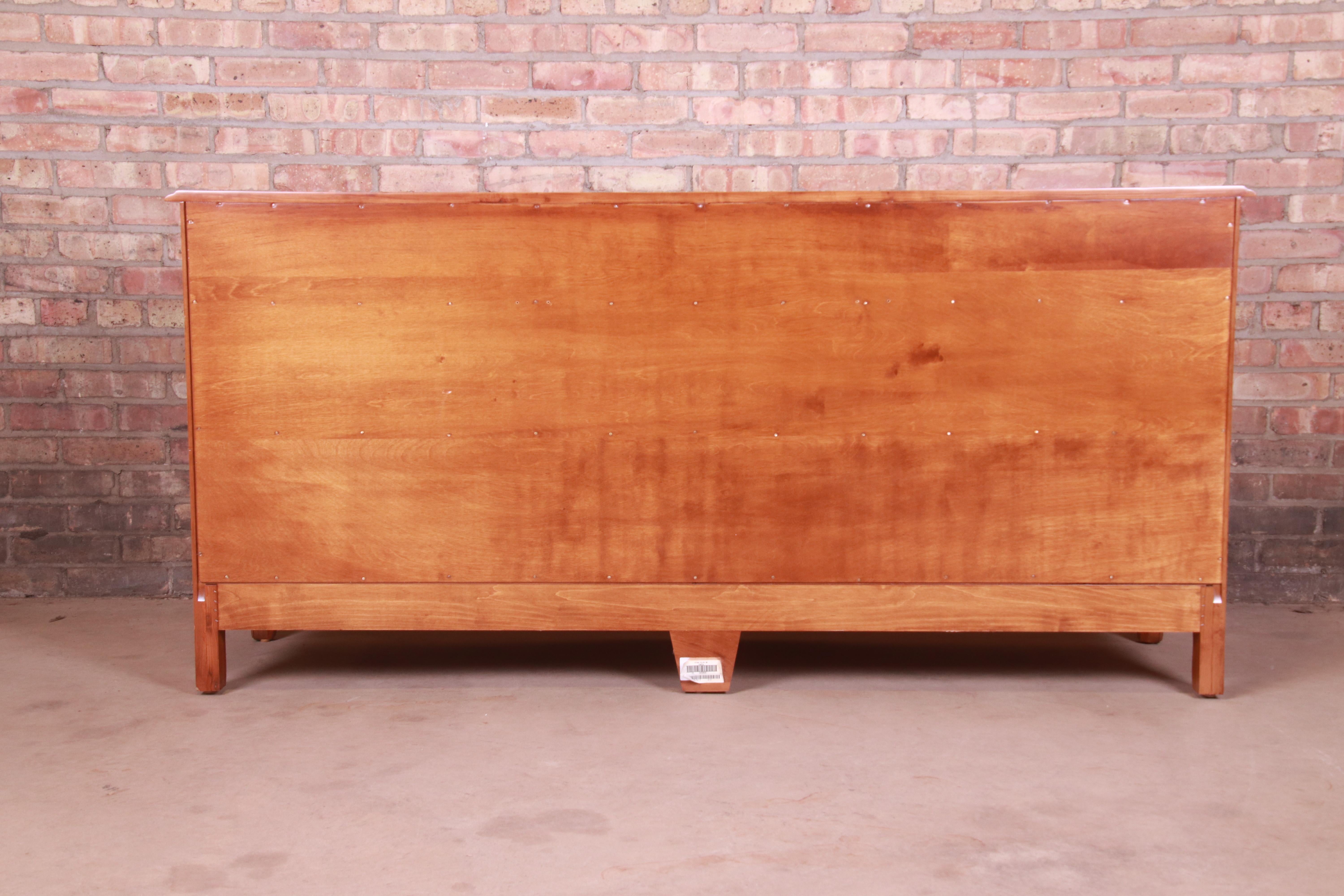 French Provincial Carved Cherry Wood Dresser or Credenza, Refinished For Sale 8