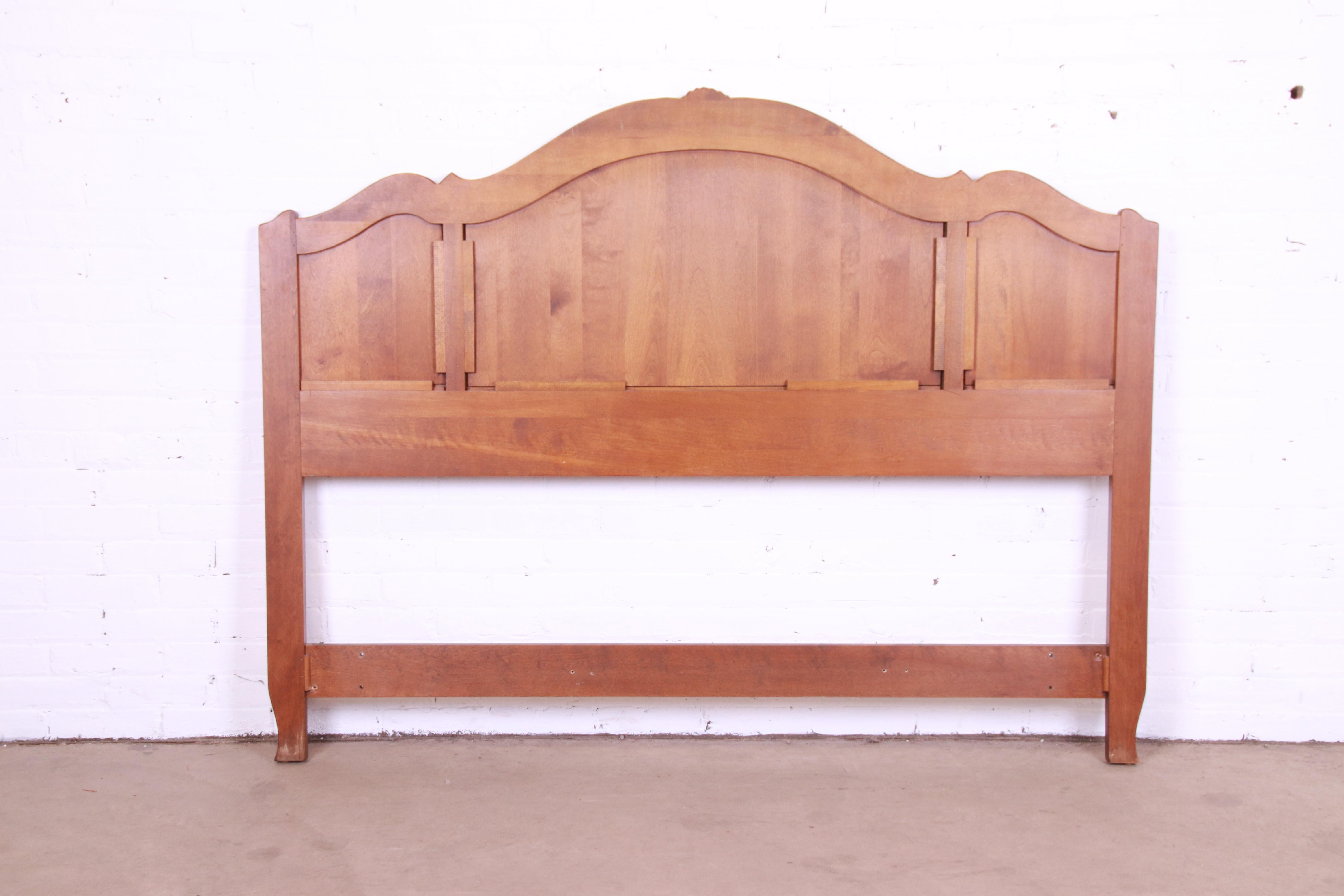 20th Century Ethan Allen French Provincial Carved Maple Queen Size Headboard