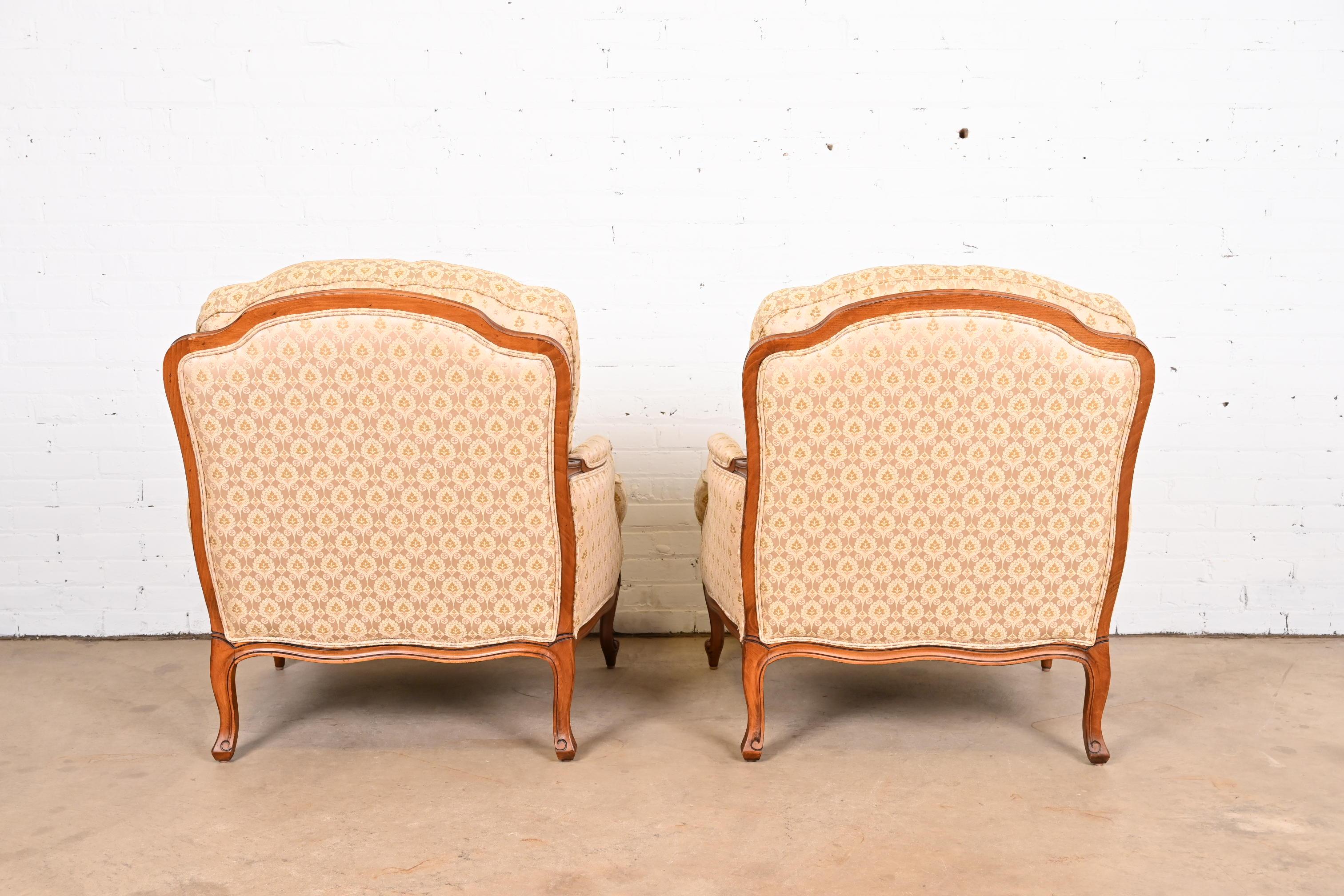 Ethan Allen French Provincial Louis XV Bergère Chairs, Pair 7