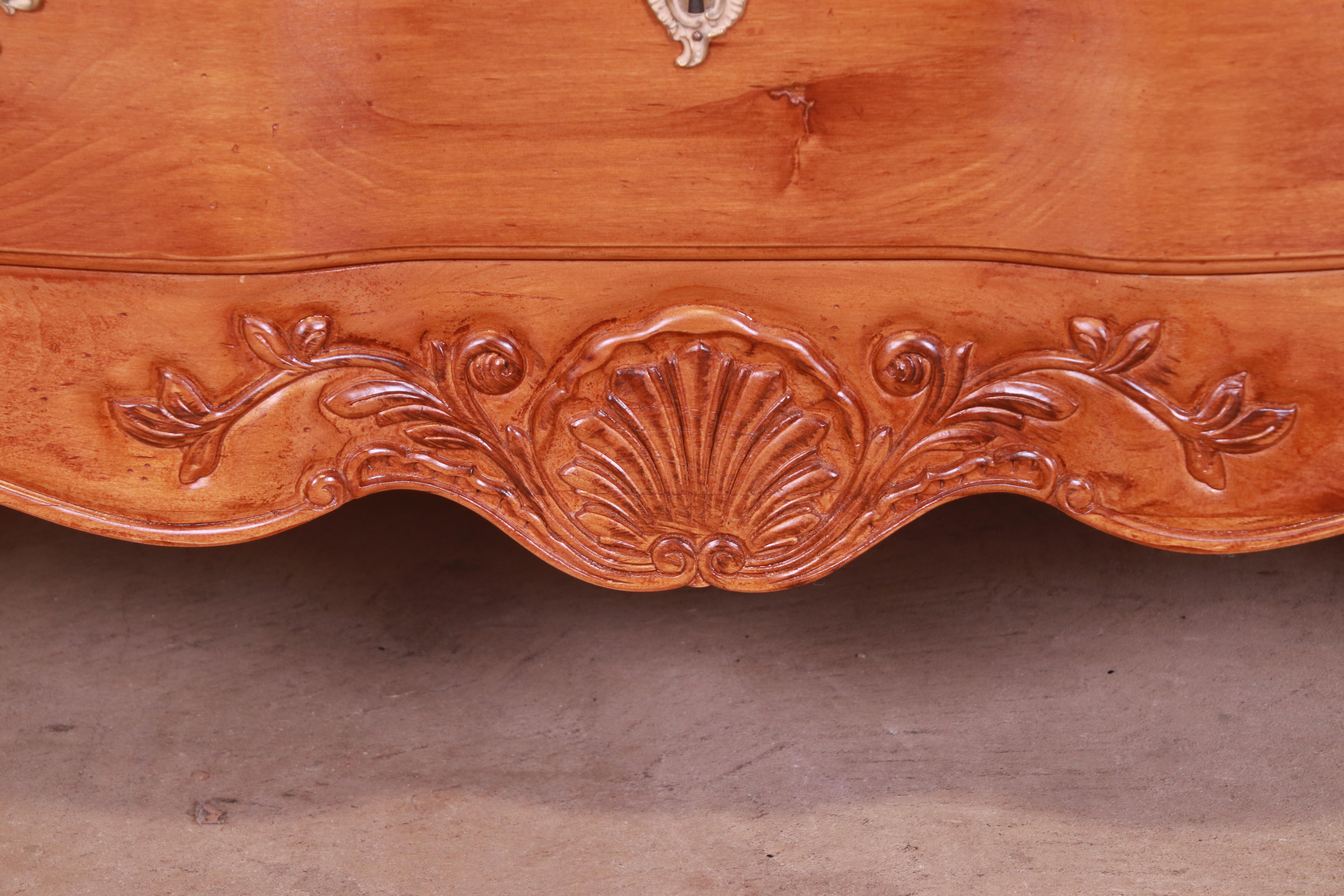 Ethan Allen French Provincial Louis XV Carved Maple Chest of Drawers, Refinished 5