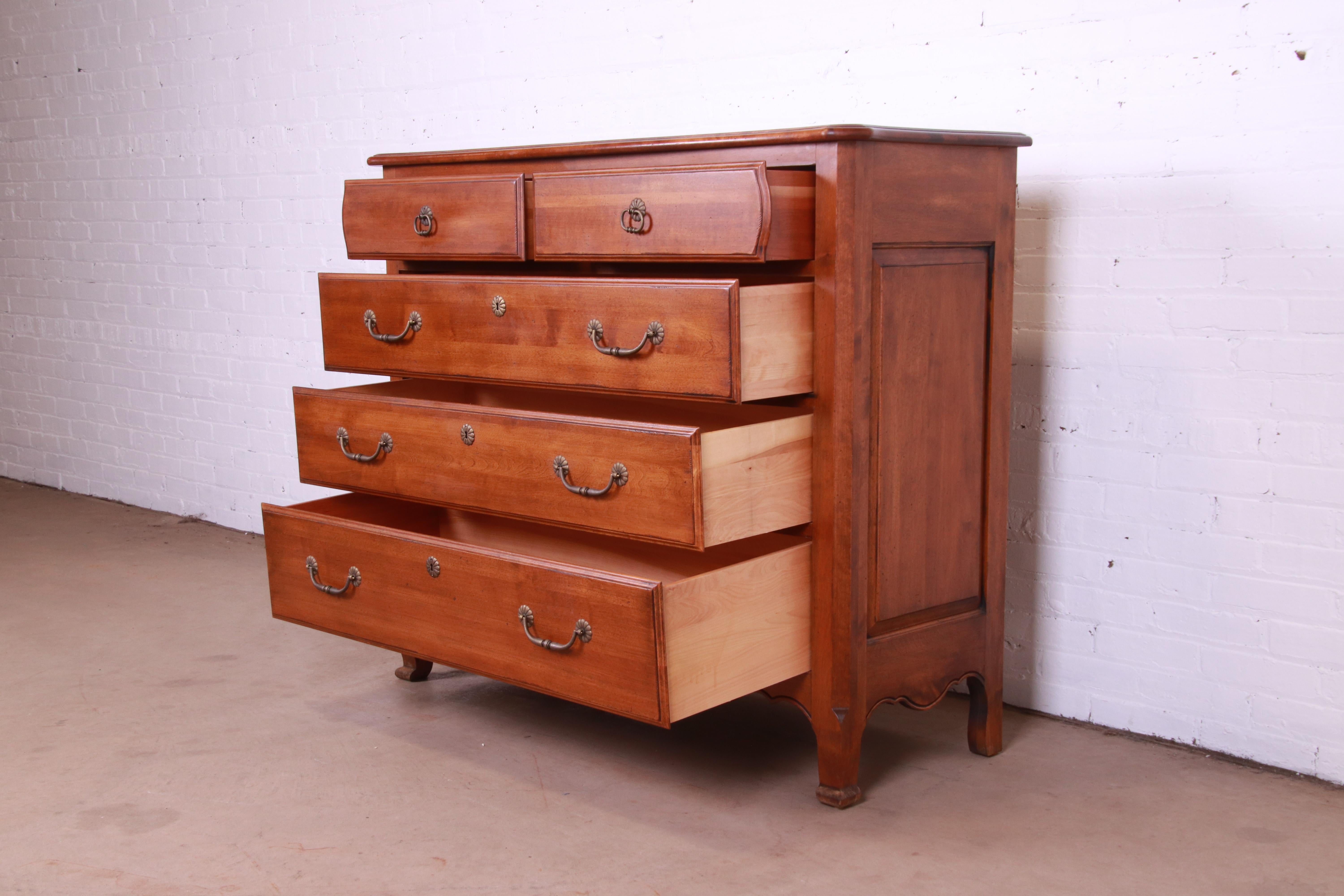 French Provincial Louis XV Solid Maple Chest of Drawers 4