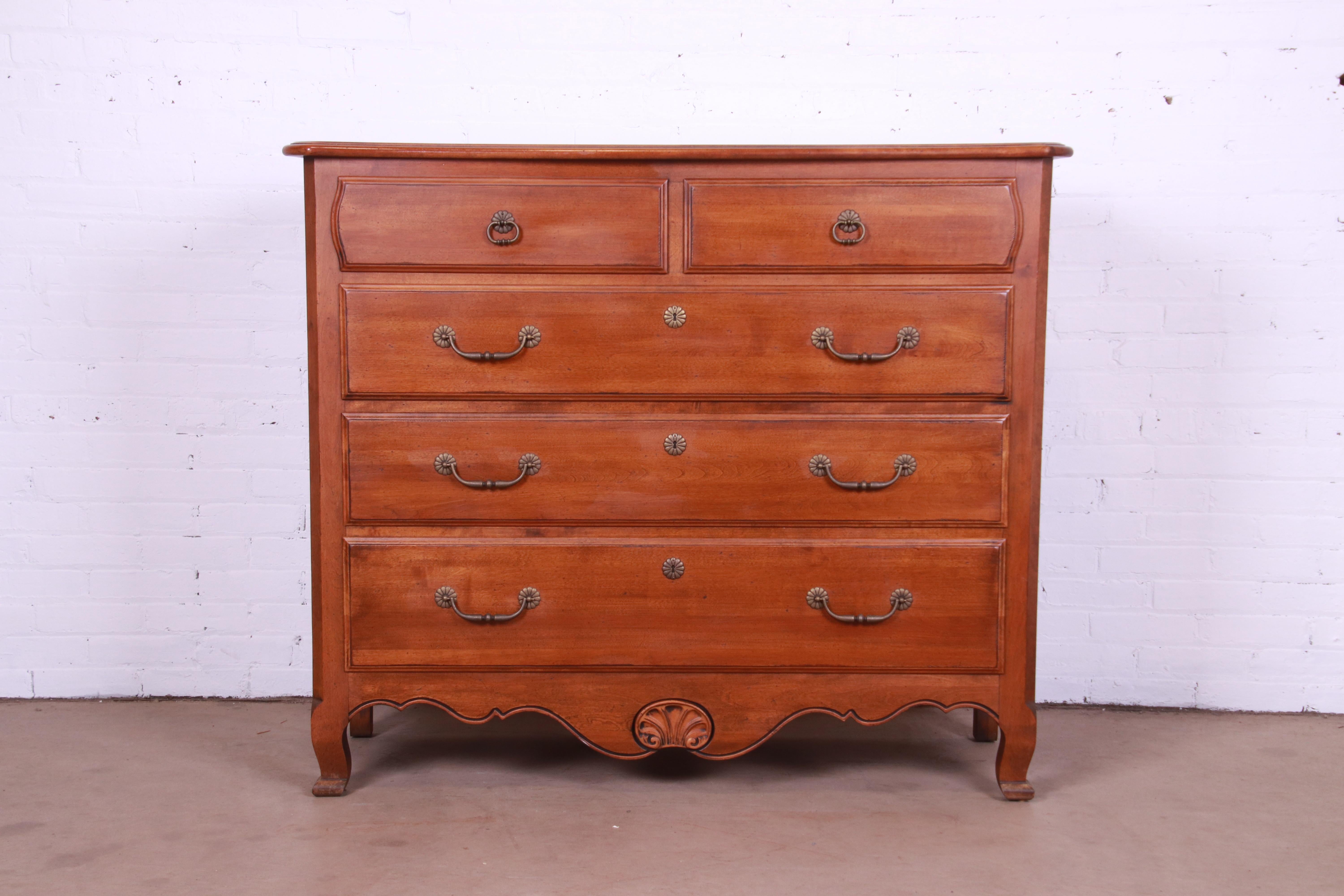 American French Provincial Louis XV Solid Maple Chest of Drawers