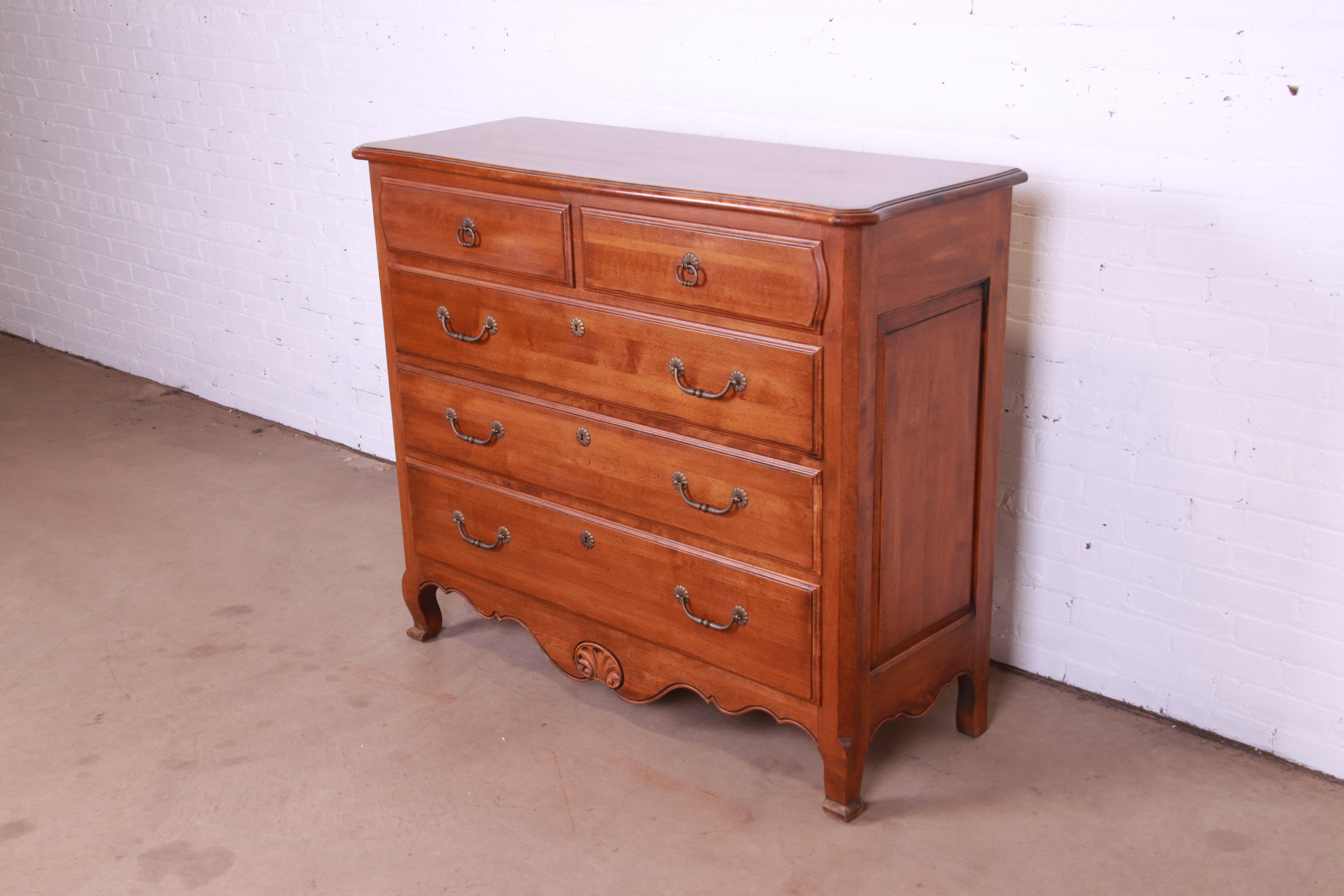20th Century French Provincial Louis XV Solid Maple Chest of Drawers