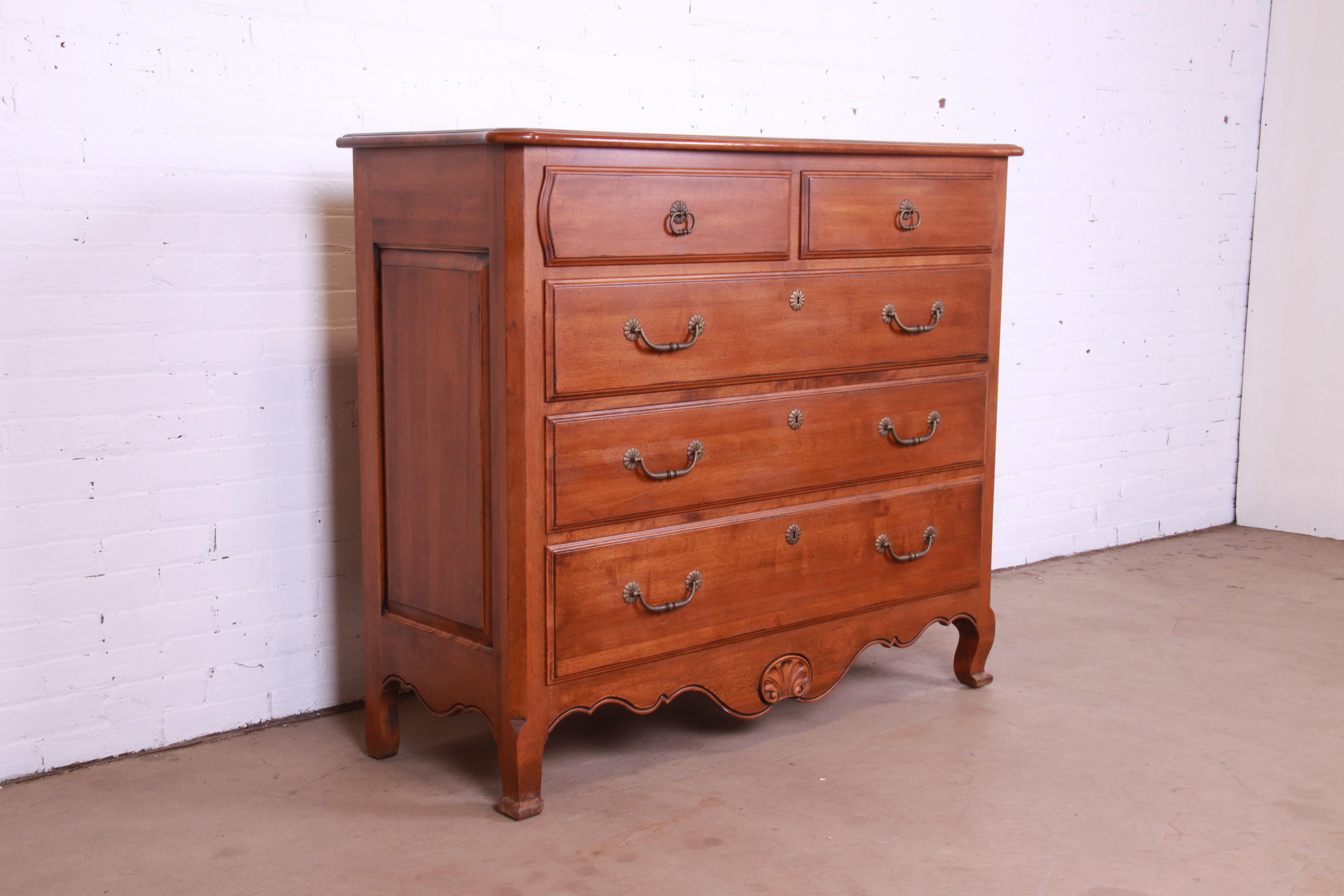 French Provincial Louis XV Solid Maple Chest of Drawers 1
