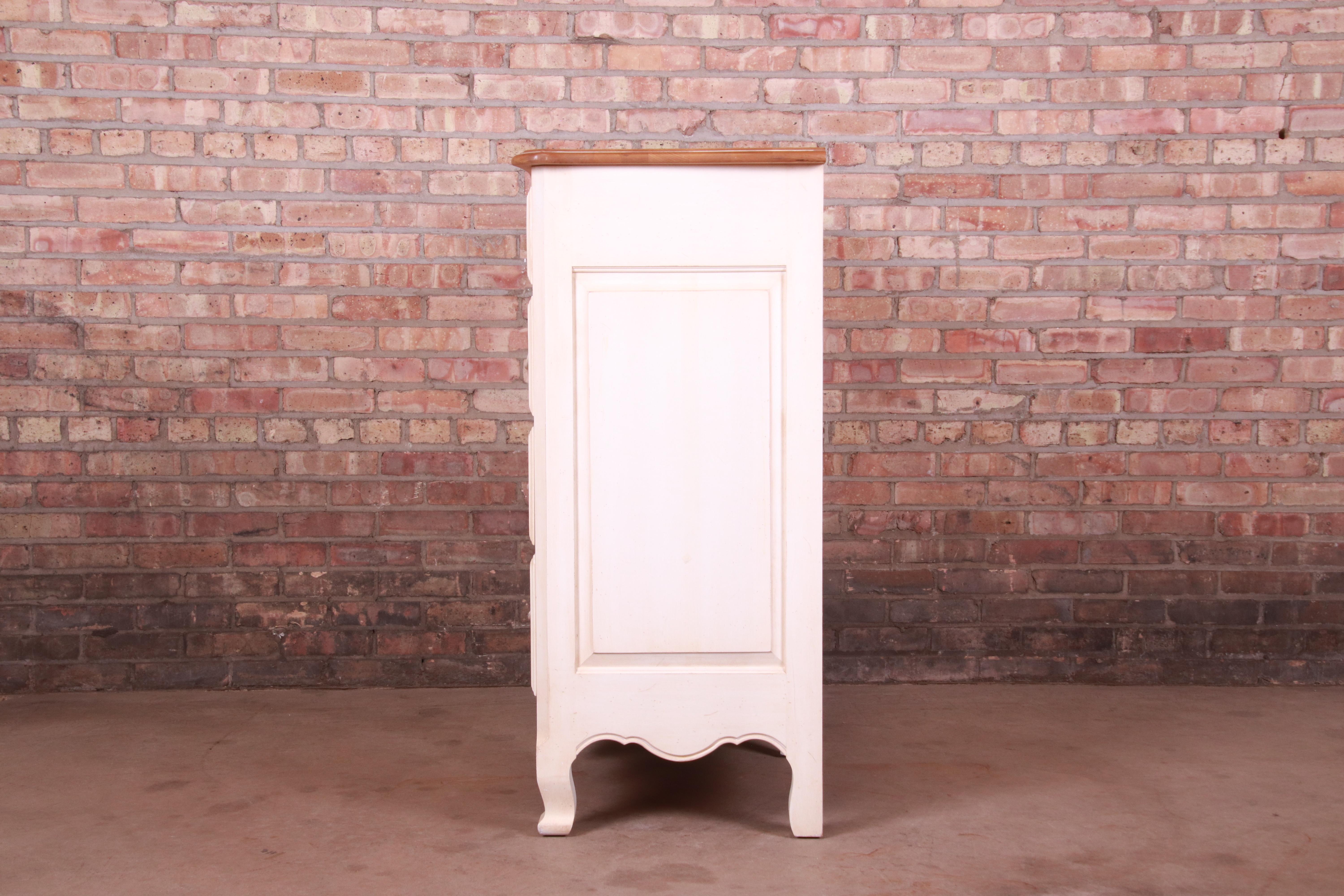 Ethan Allen French Provincial Louis XV White Lacquered Maple Chest of Drawers 6