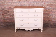 Ethan Allen French Provincial Louis XV White Lacquered Maple Chest of Drawers