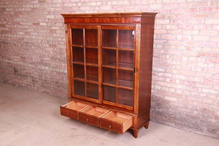 Ethan Allen French Regency Cherry Wood Lighted Bookcase or Display